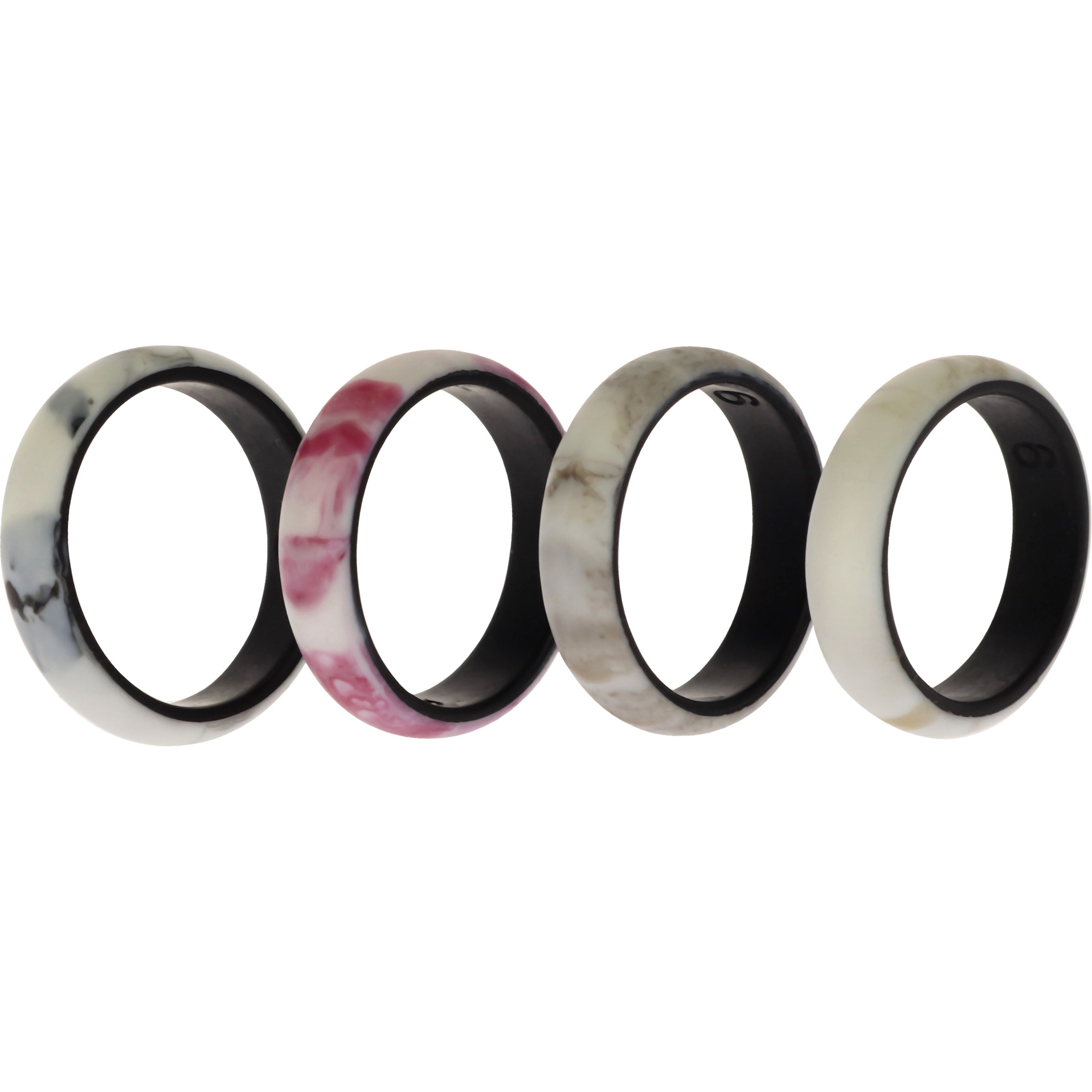 Silicone Wedding 2Layer Ring Set - Bordo-Marble by ROQ for Women - 4 x 9 mm Ring