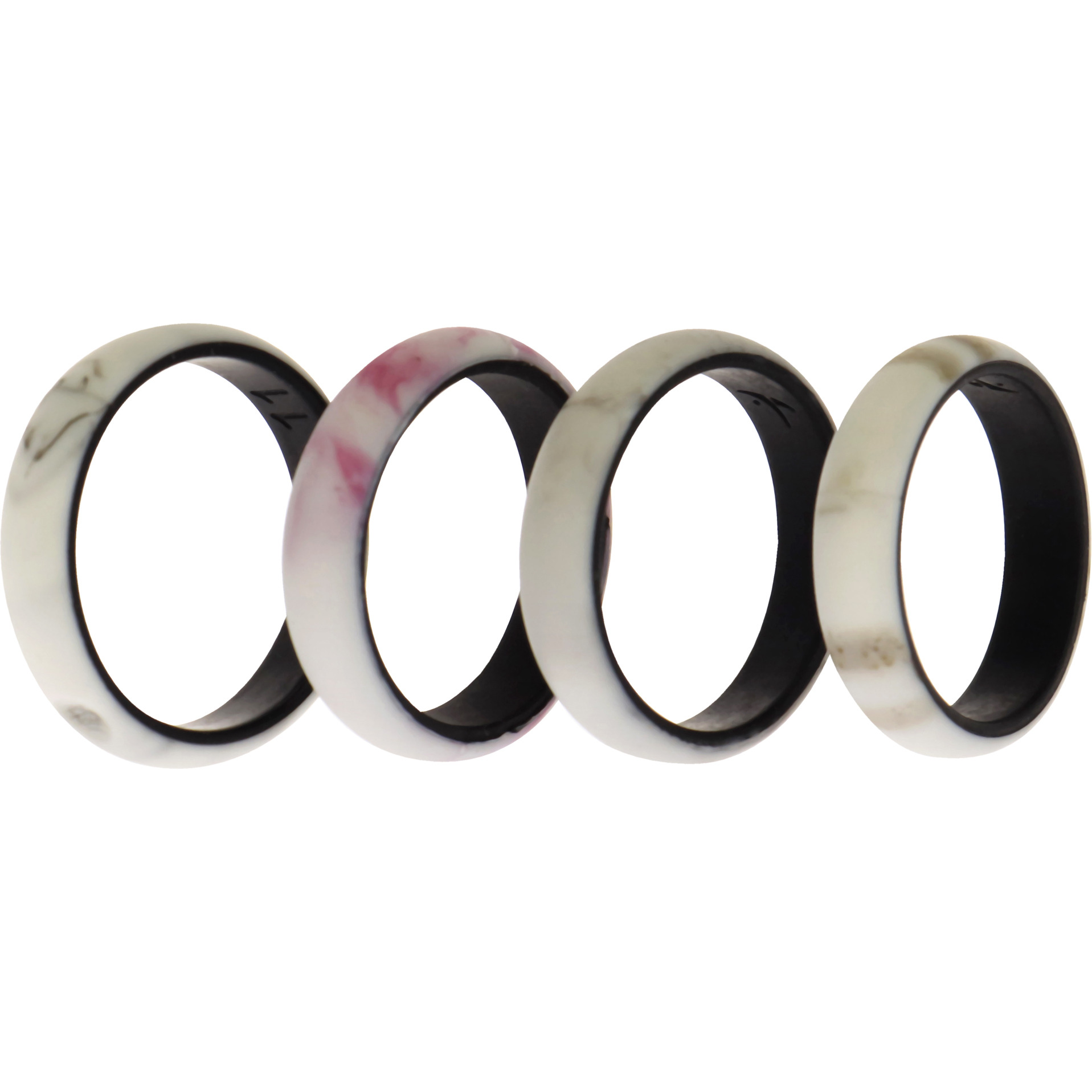 Silicone Wedding 2Layer Ring Set - Bordo-Marble by ROQ for Women - 4 x 11 mm Ring