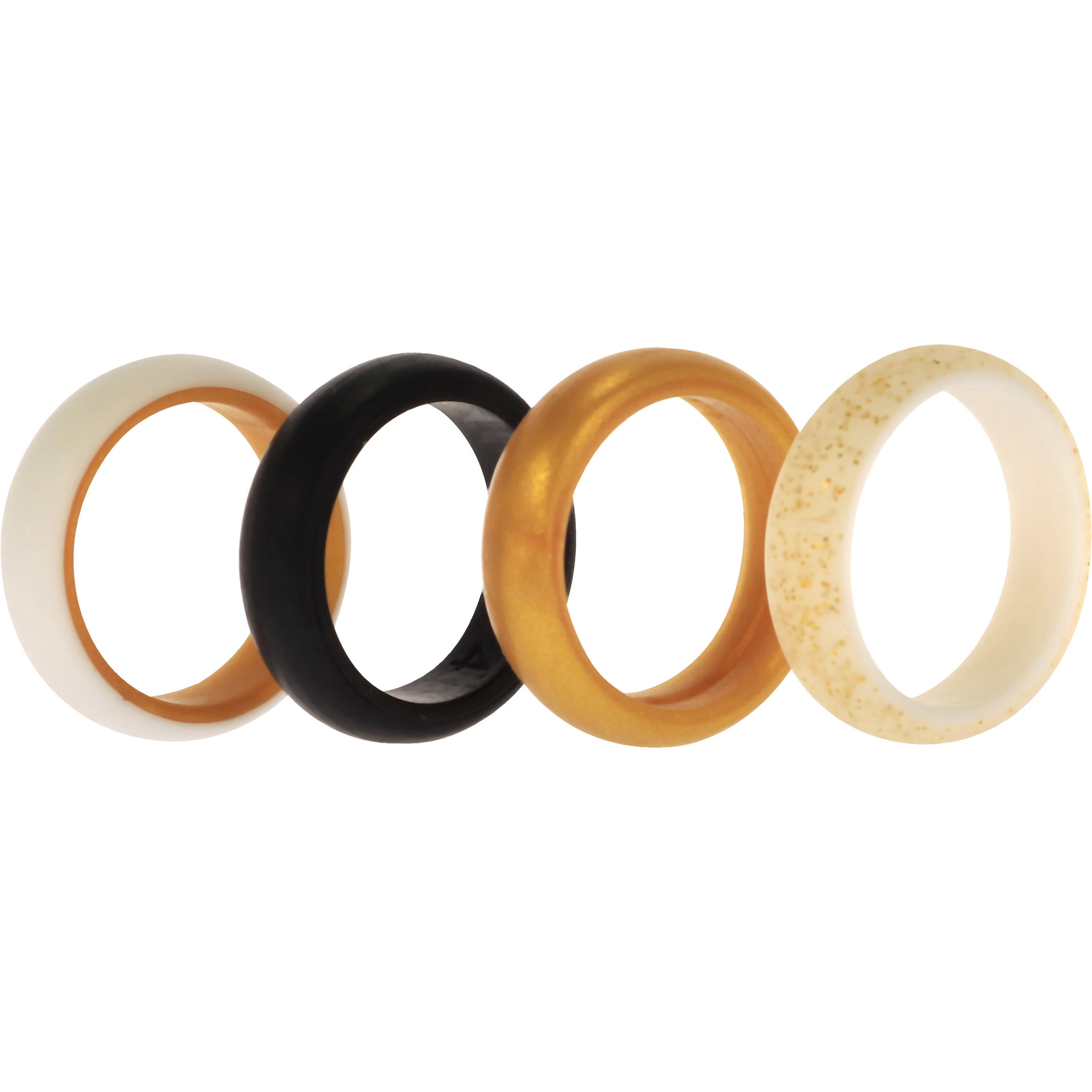 Silicone Wedding 2Layer Ring Set - Gold by ROQ for Women - 4 x 4 mm Ring