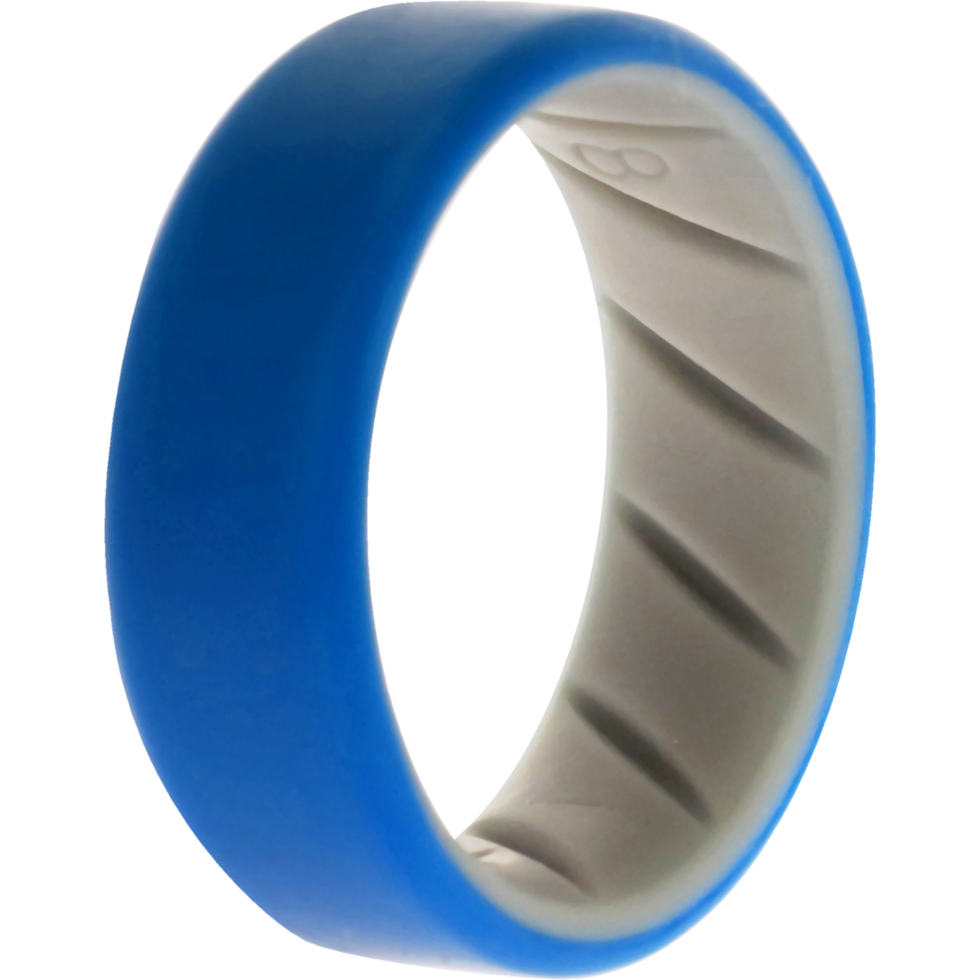 Silicone Wedding BR 8mm Edge Ring - Grey-Blue by ROQ for Men - 8 mm Ring