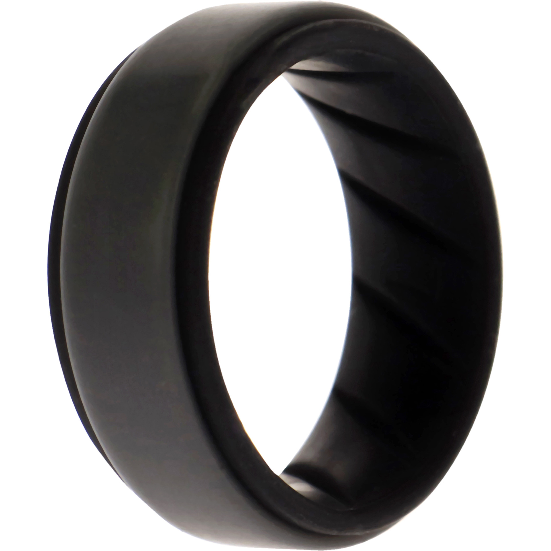 Silicone Wedding BR Step Ring - Black-Grey by ROQ for Men - 7 mm Ring