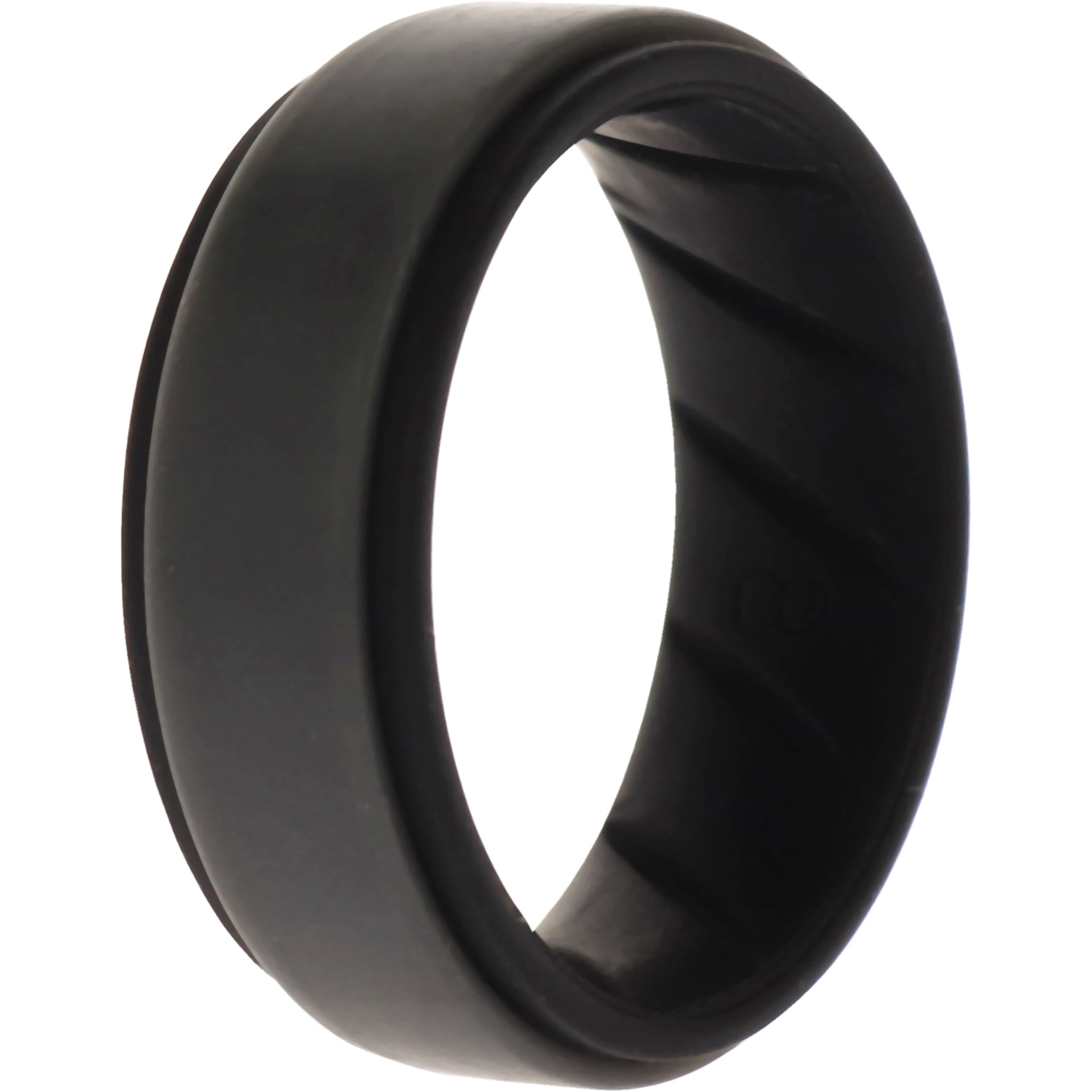 Silicone Wedding BR Step Ring - Black-Grey by ROQ for Men - 8 mm Ring