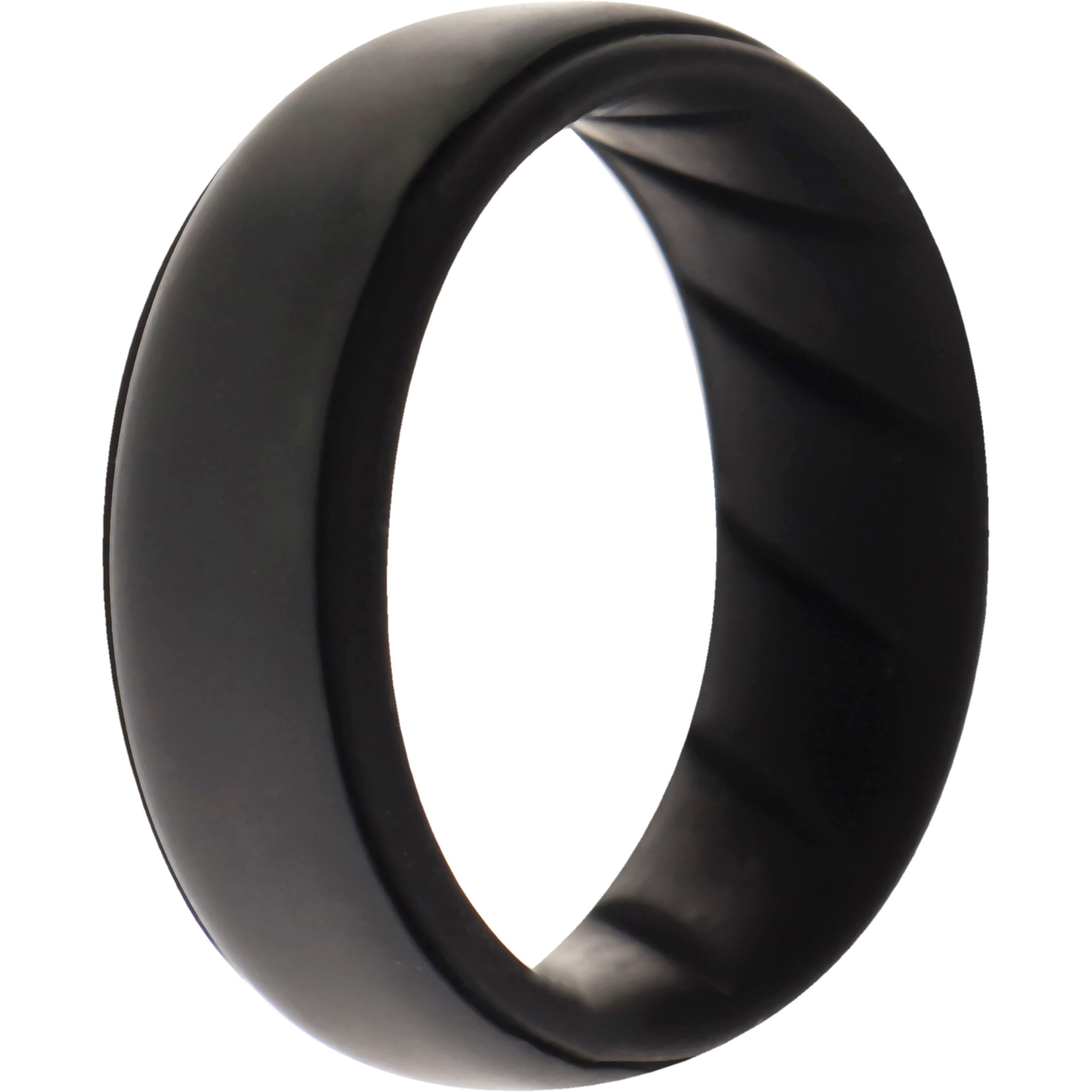Silicone Wedding BR Step Ring - Black-Grey by ROQ for Men - 9 mm Ring