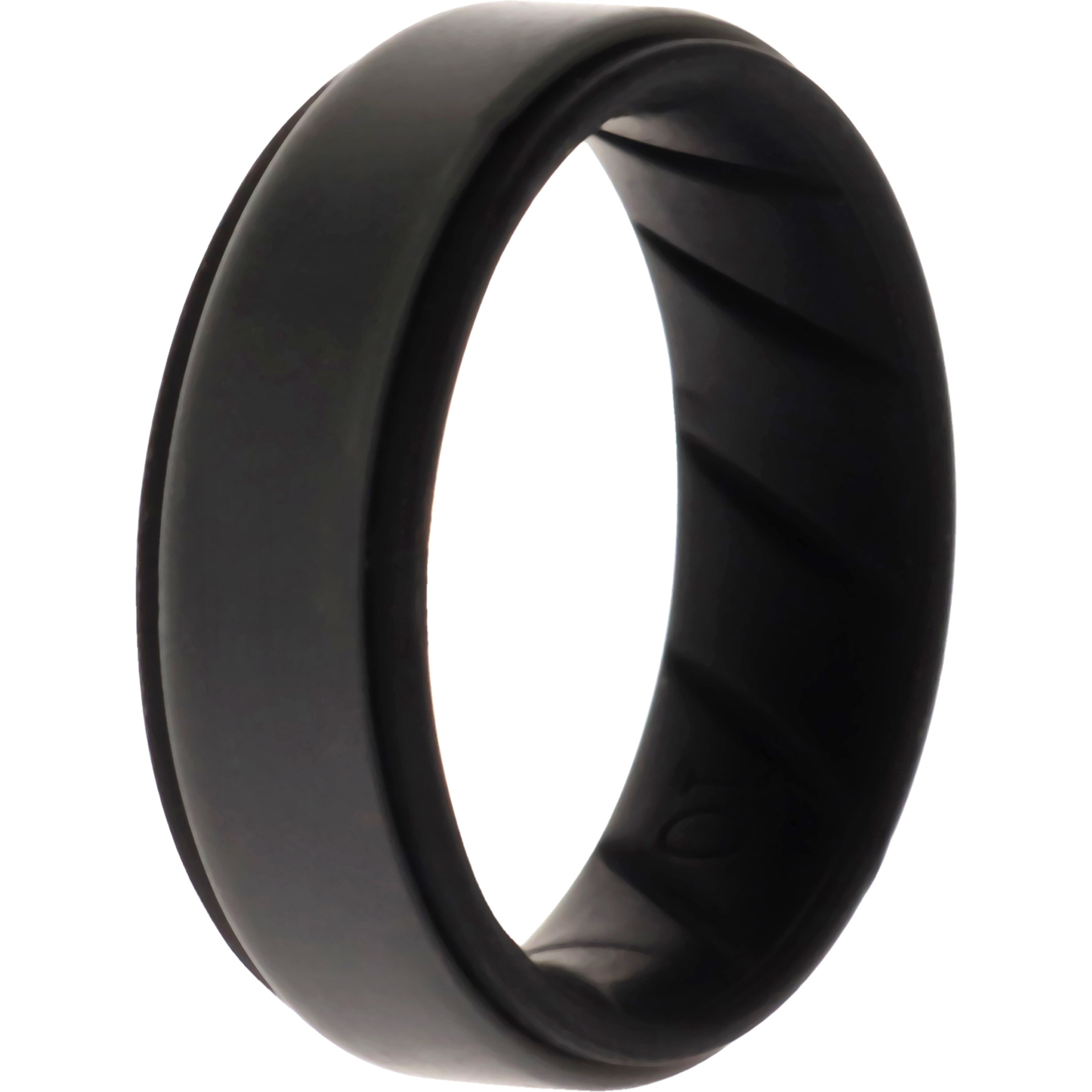 Silicone Wedding BR Step Ring - Black-Grey by ROQ for Men - 10 mm Ring