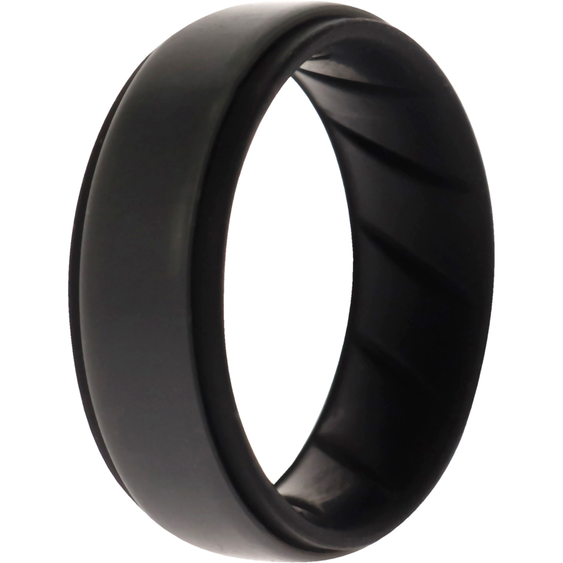 Silicone Wedding BR Step Ring - Black-Grey by ROQ for Men - 11 mm Ring