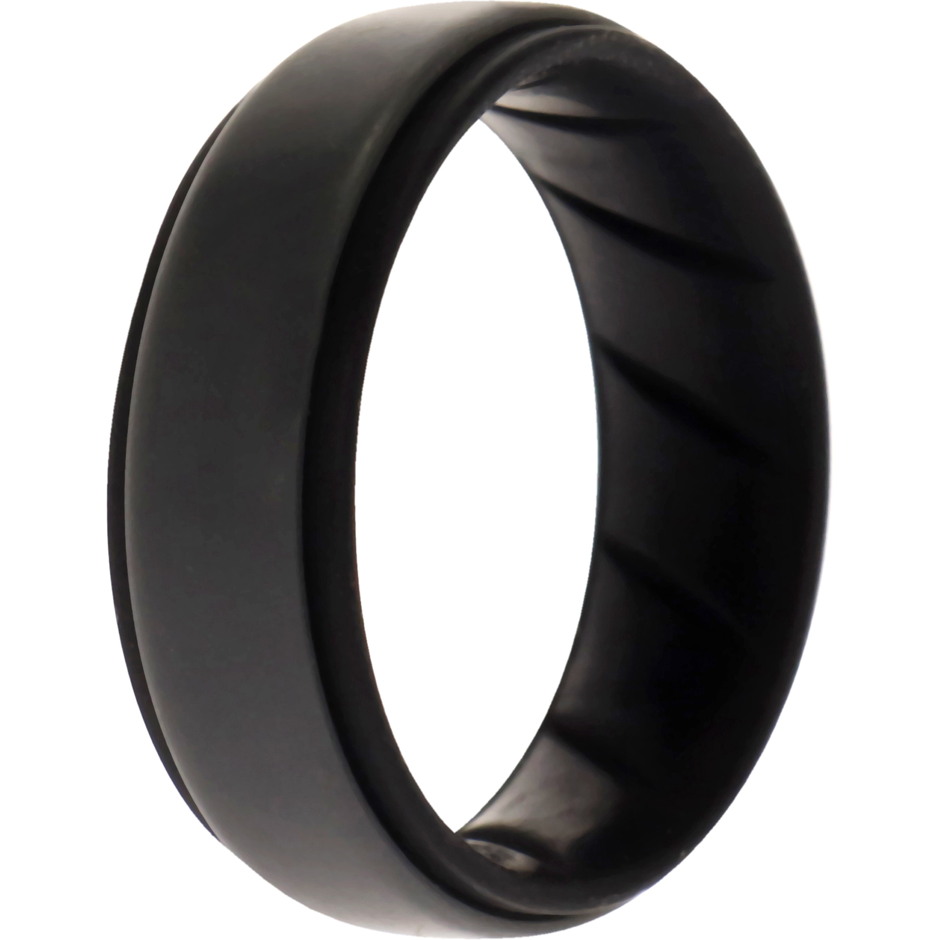 Silicone Wedding BR Step Ring - Black-Grey by ROQ for Men - 12 mm Ring