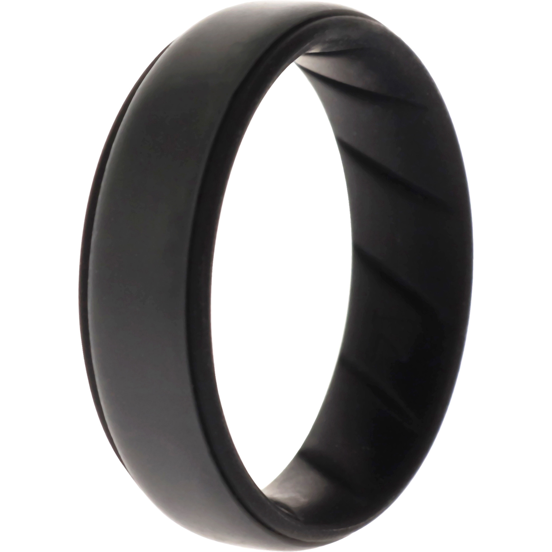 Silicone Wedding BR Step Ring - Black-Grey by ROQ for Men - 14 mm Ring