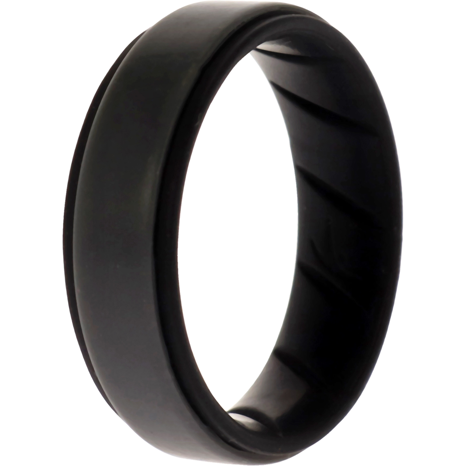 Silicone Wedding BR Step Ring - Black-Grey by ROQ for Men - 15 mm Ring