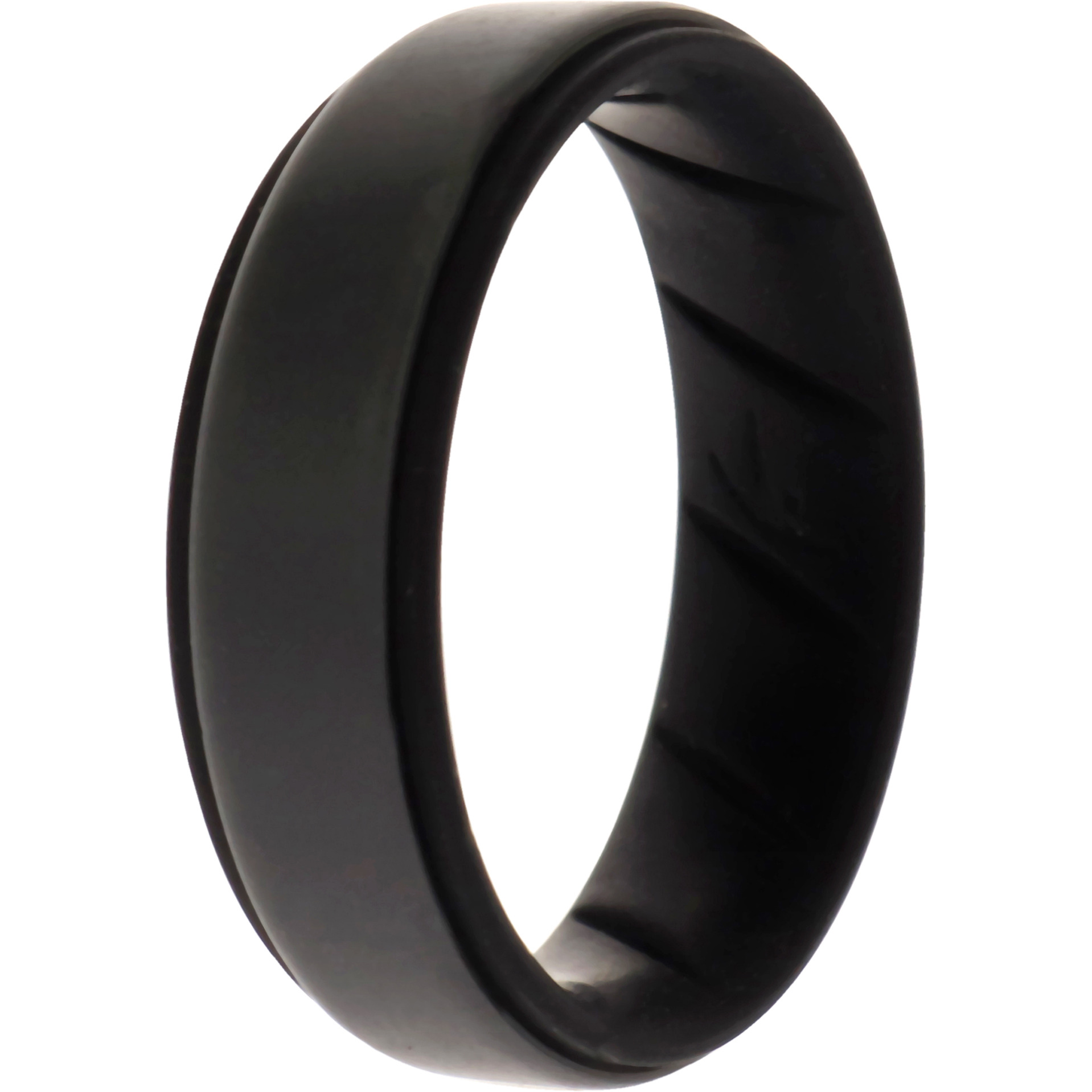 Silicone Wedding BR Step Ring - Black-Grey by ROQ for Men - 16 mm Ring