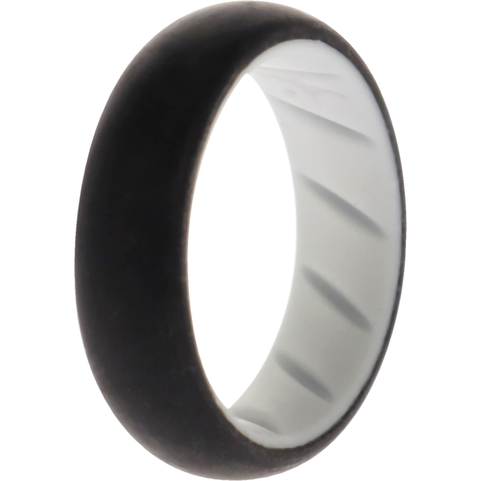 Silicone Wedding BR Solid Ring - White-Black by ROQ for Women - 4 mm Ring