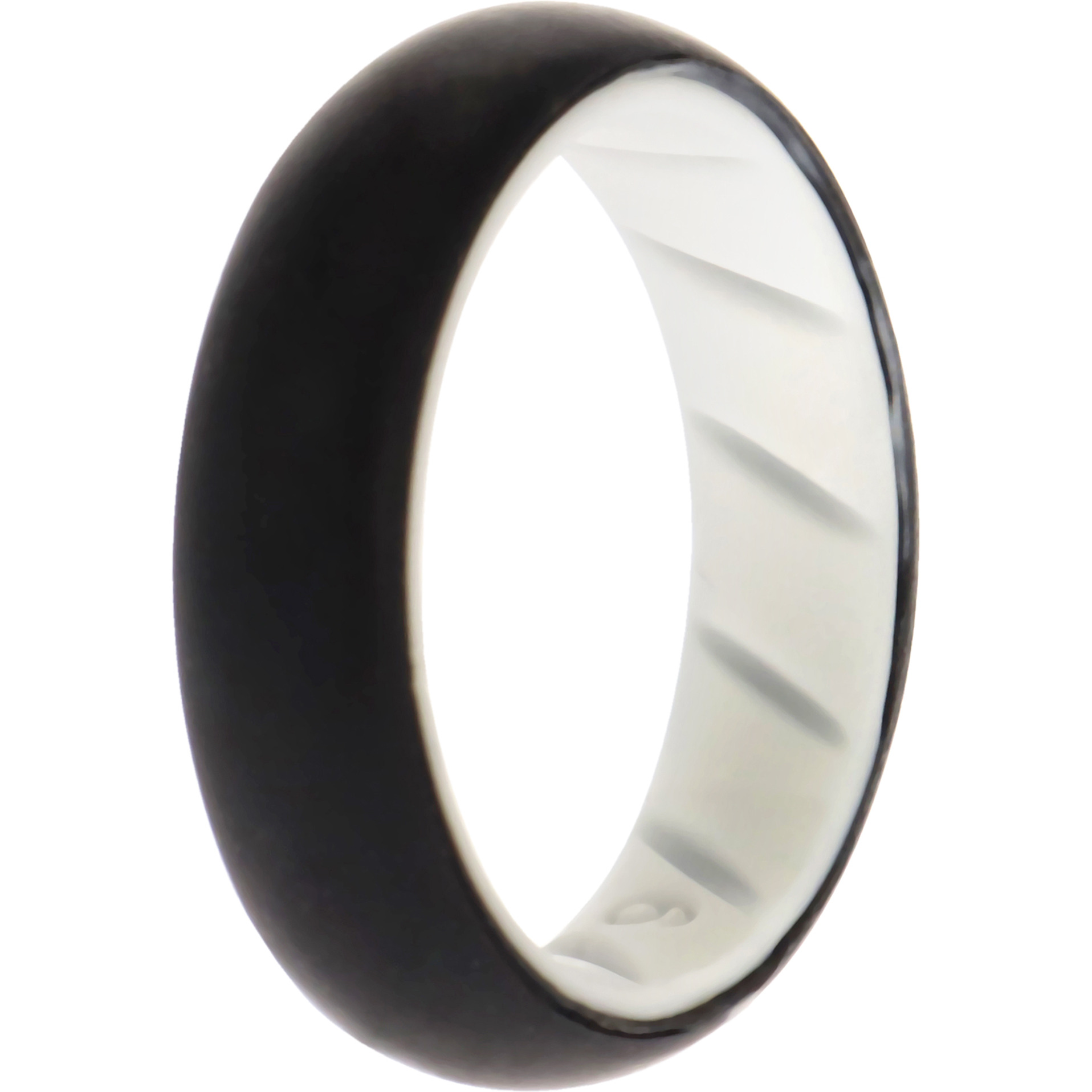 Silicone Wedding BR Solid Ring - White-Black by ROQ for Women - 6 mm Ring