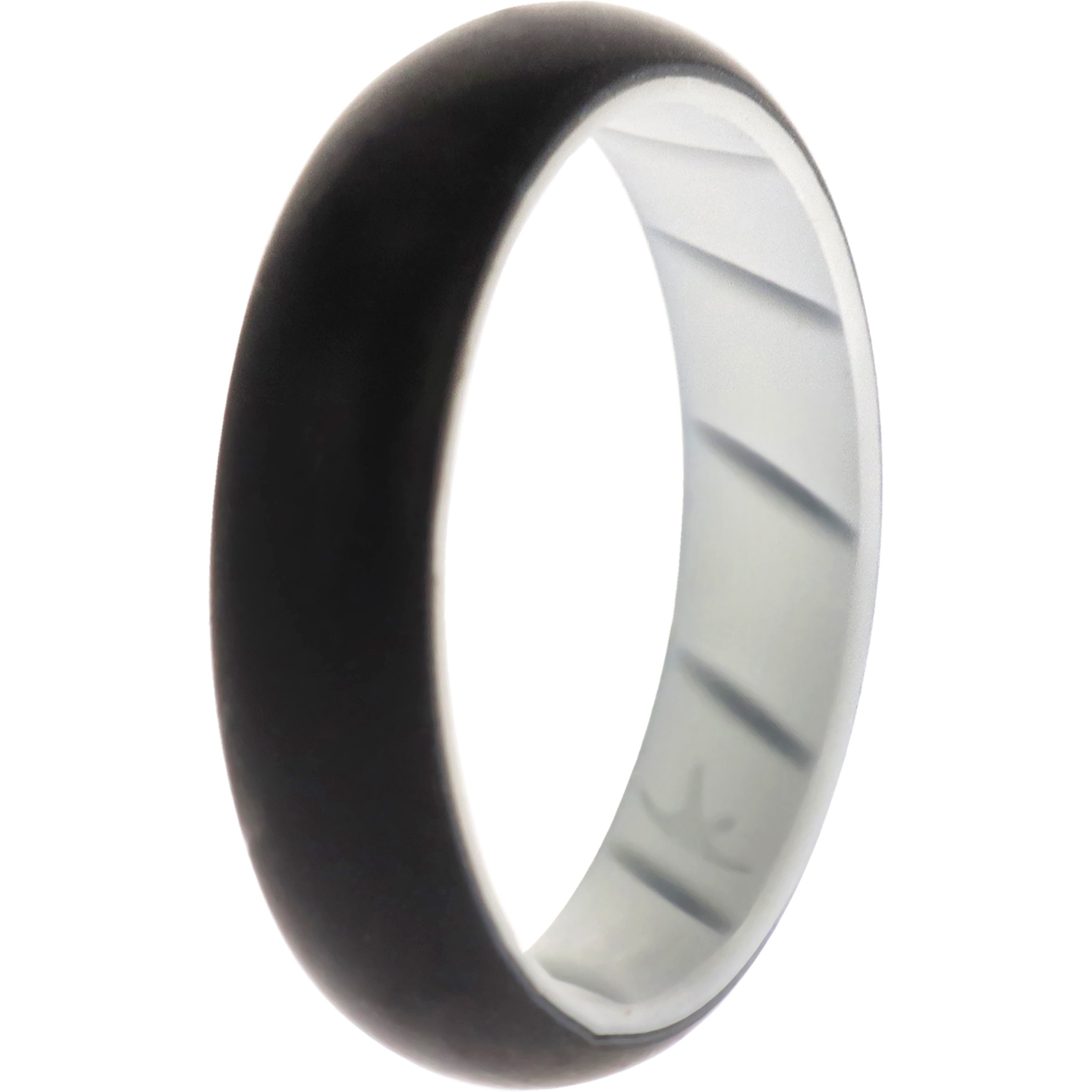 Silicone Wedding BR Solid Ring - White-Black by ROQ for Women - 9 mm Ring