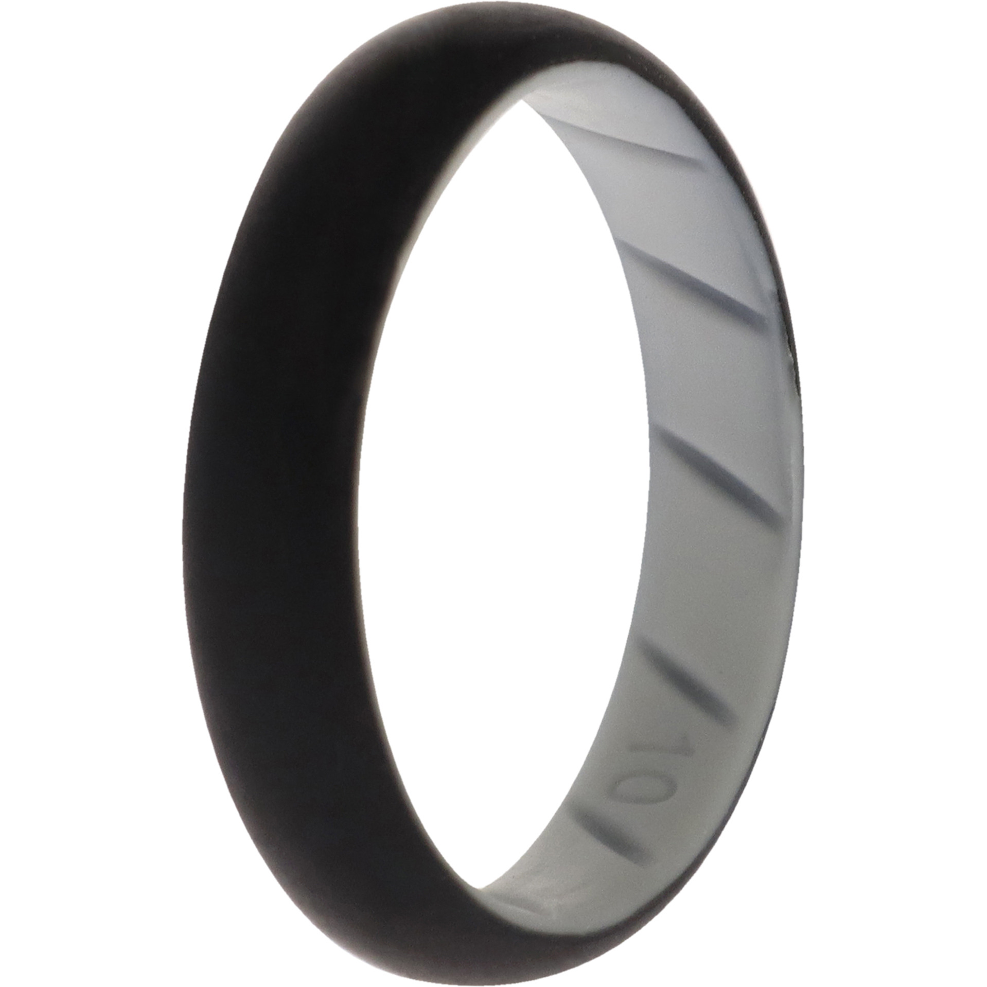 Silicone Wedding BR Solid Ring - White-Black by ROQ for Women - 10 mm Ring
