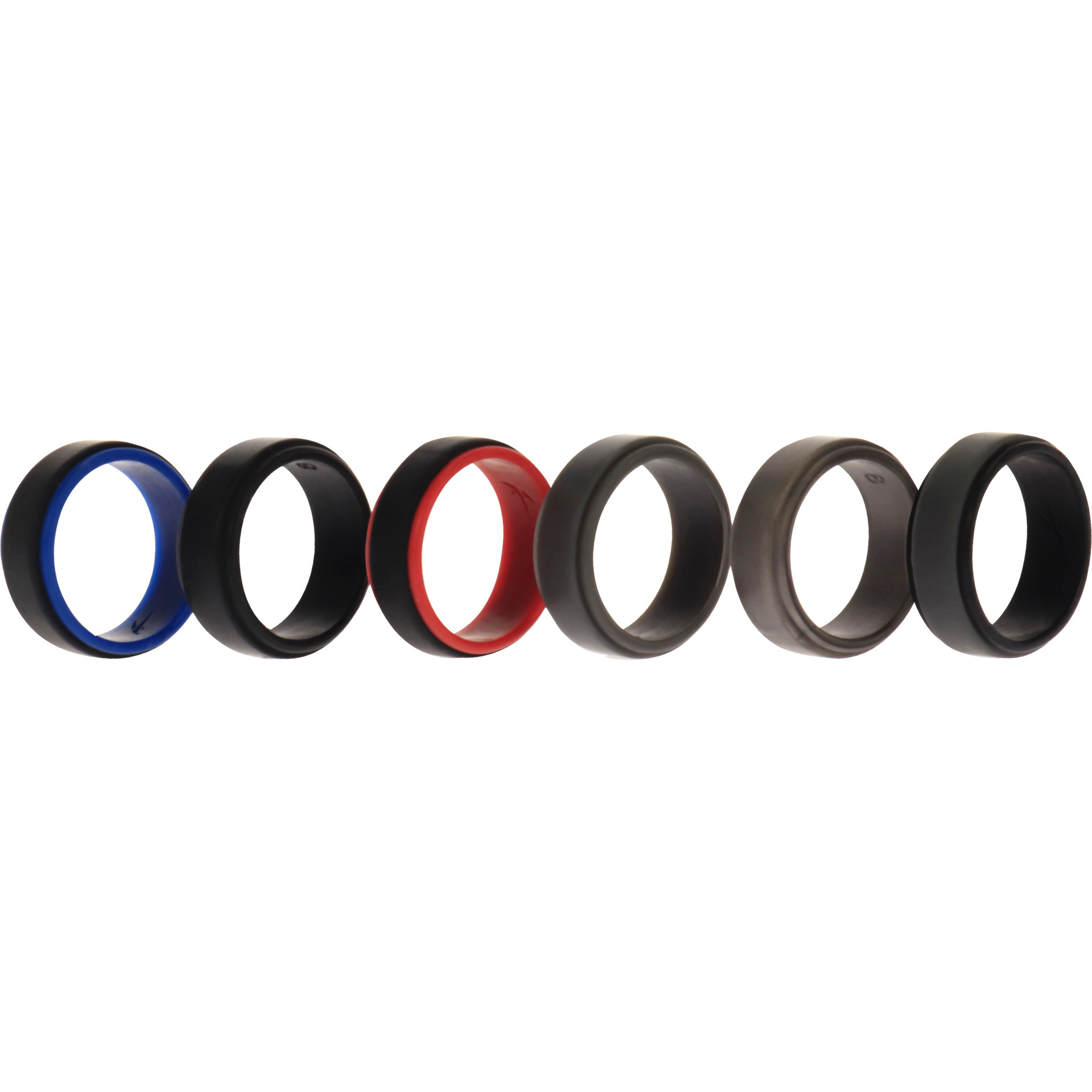 Silicone Wedding 2Layer Step Ring Set - Black by ROQ for Men - 6 x 8 mm Ring