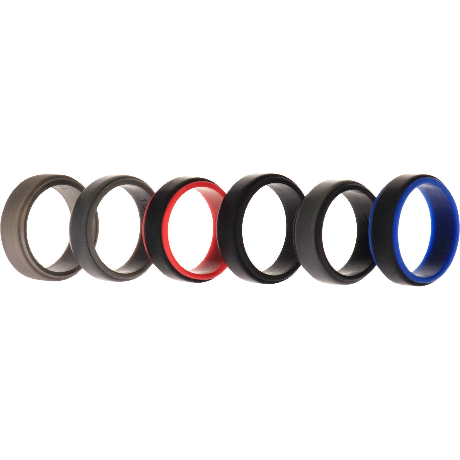 Silicone Wedding 2Layer Step Ring Set - Black by ROQ for Men - 6 x 10 mm Ring