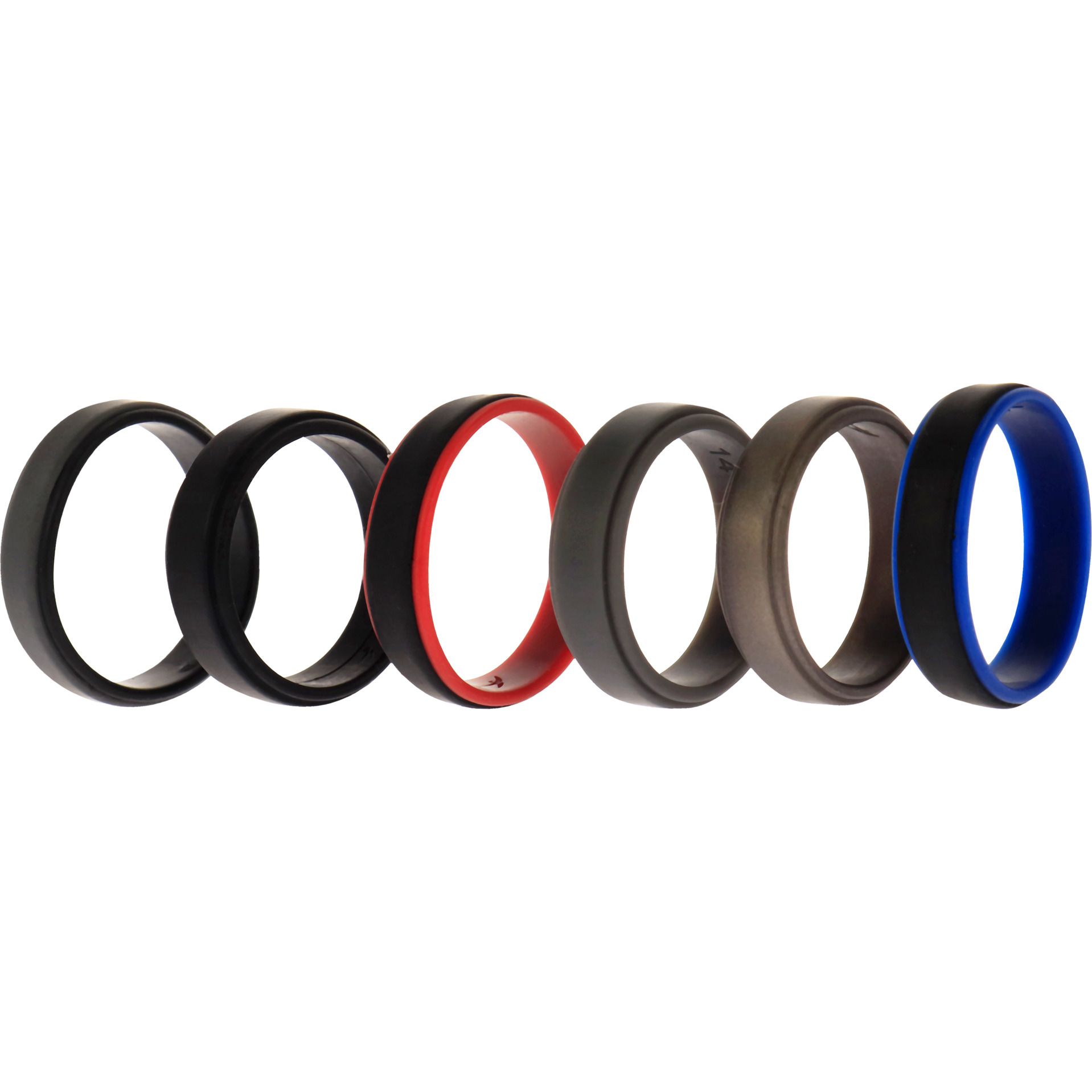 Silicone Wedding 2Layer Step Ring Set - Black by ROQ for Men - 6 x 14 mm Ring