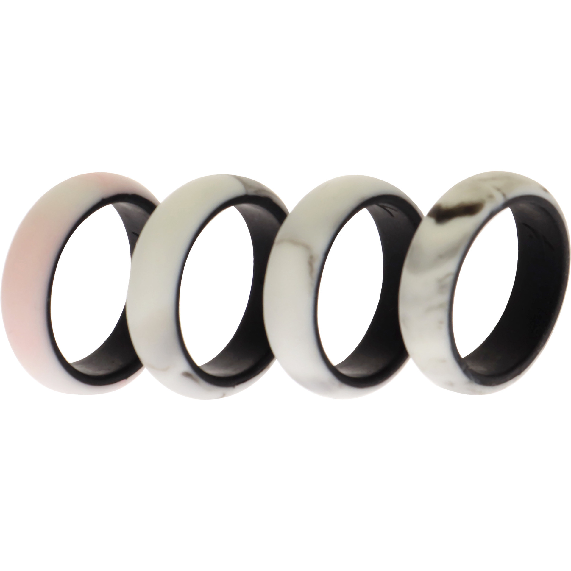 Silicone Wedding 2Layer Ring Set - Marbles by ROQ for Women - 4 x 4 mm Ring