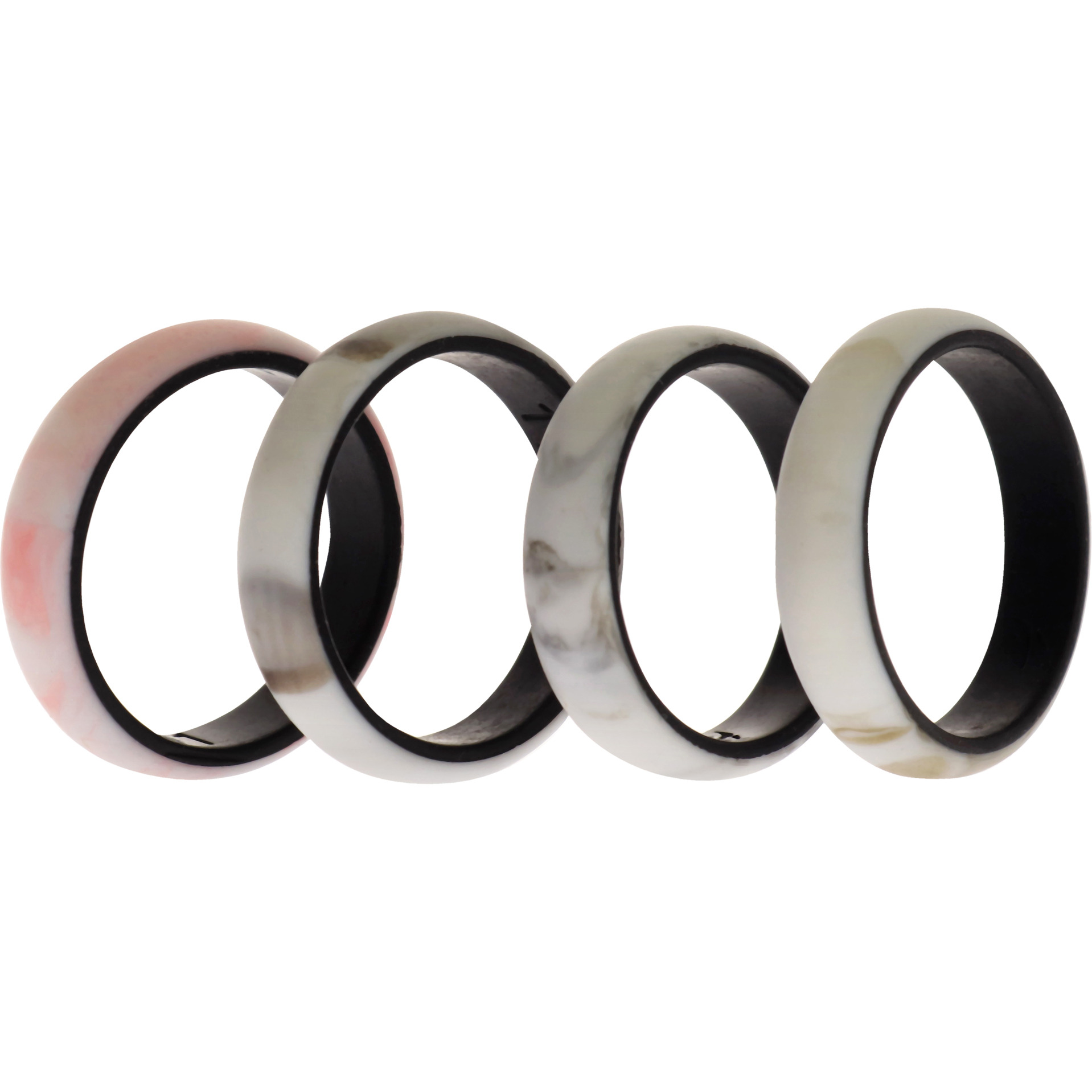 Silicone Wedding 2Layer Ring Set - Marbles by ROQ for Women - 4 x 11 mm Ring