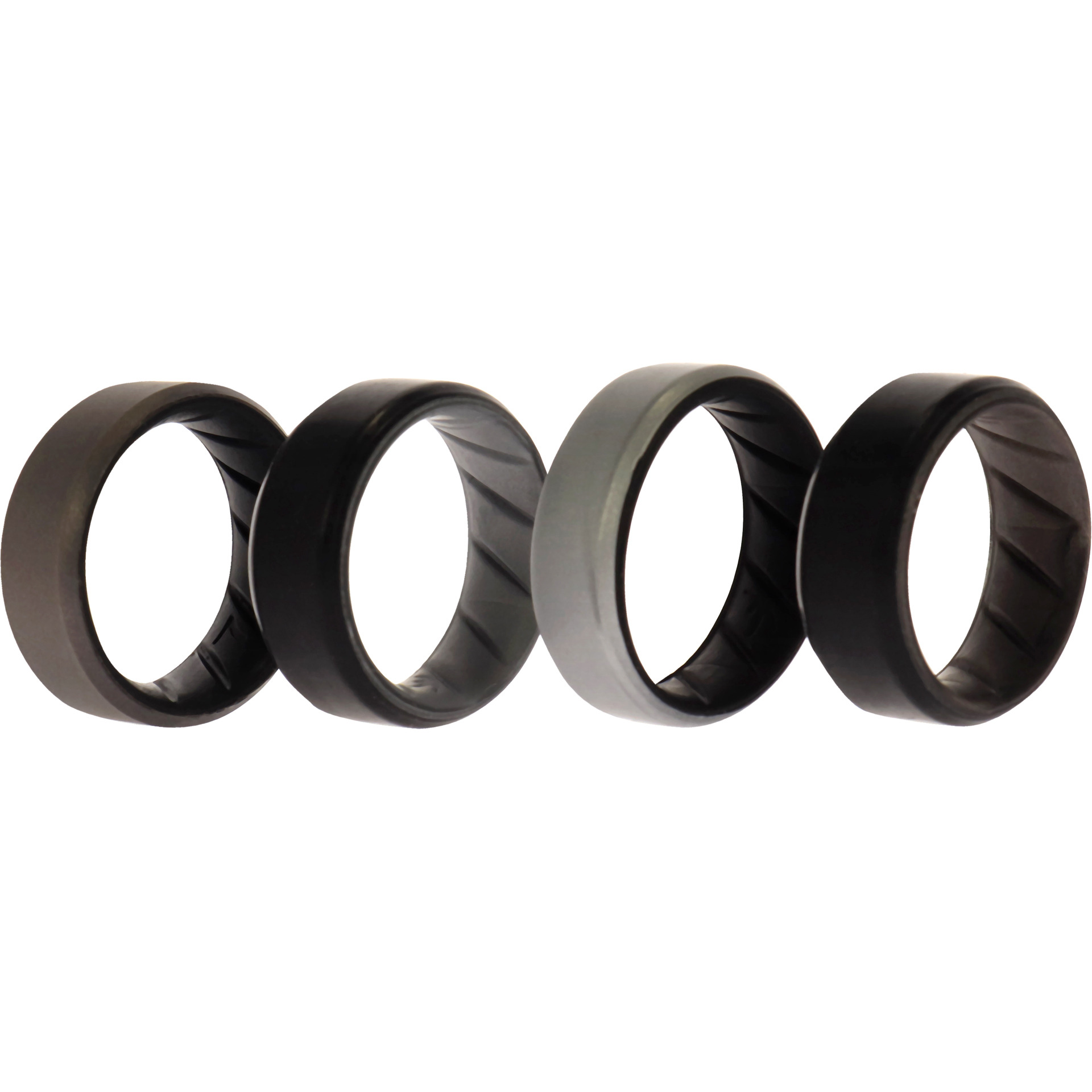 Silicone Wedding BR 8mm Edge Ring Set - Silver by ROQ for Men - 4 x 7 mm Ring