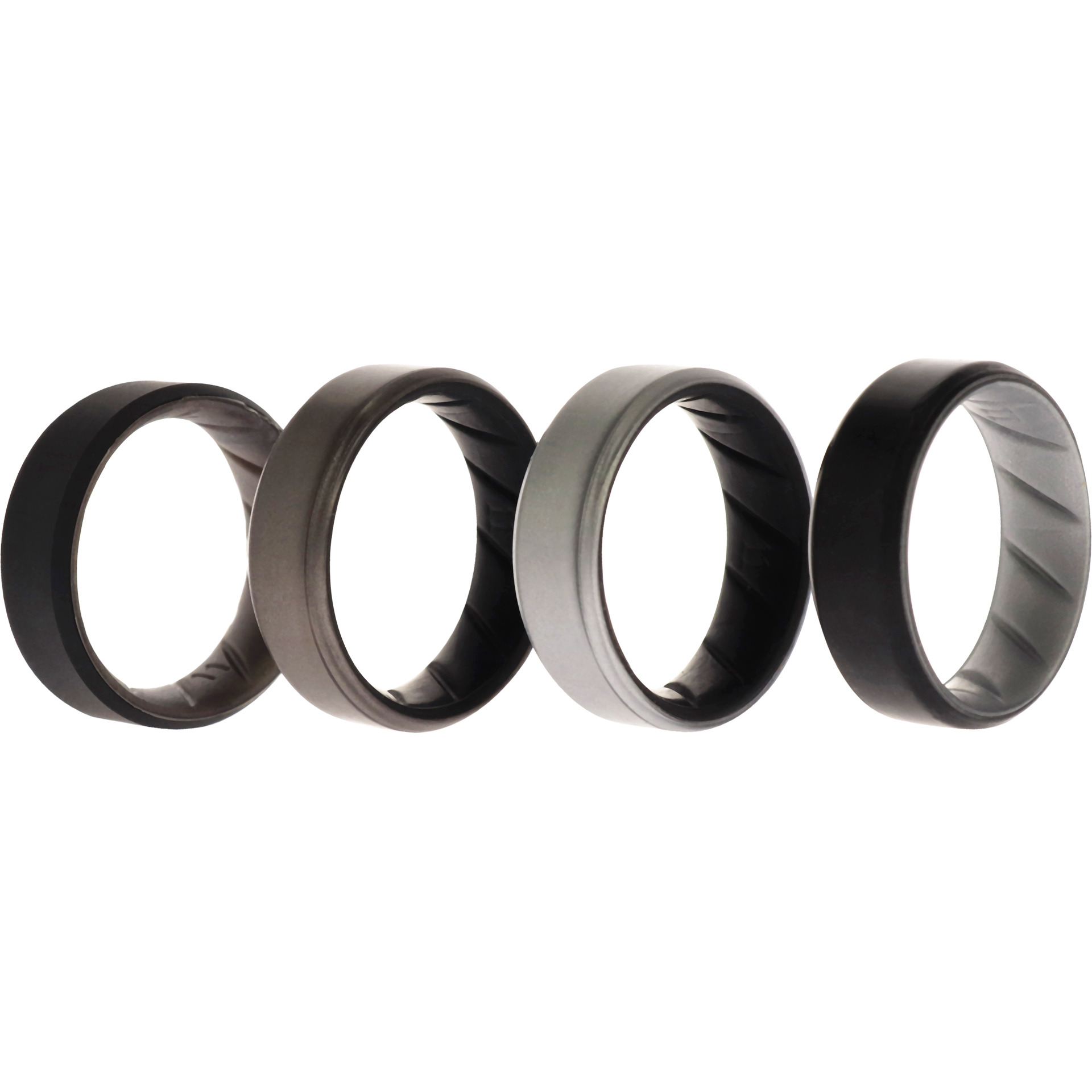 Silicone Wedding BR 8mm Edge Ring Set - Silver by ROQ for Men - 4 x 11 mm Ring