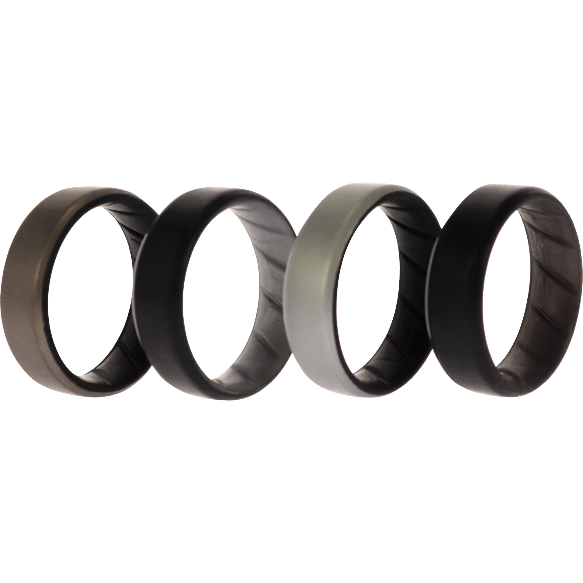 Silicone Wedding BR 8mm Edge Ring Set - Silver by ROQ for Men - 4 x 13 mm Ring