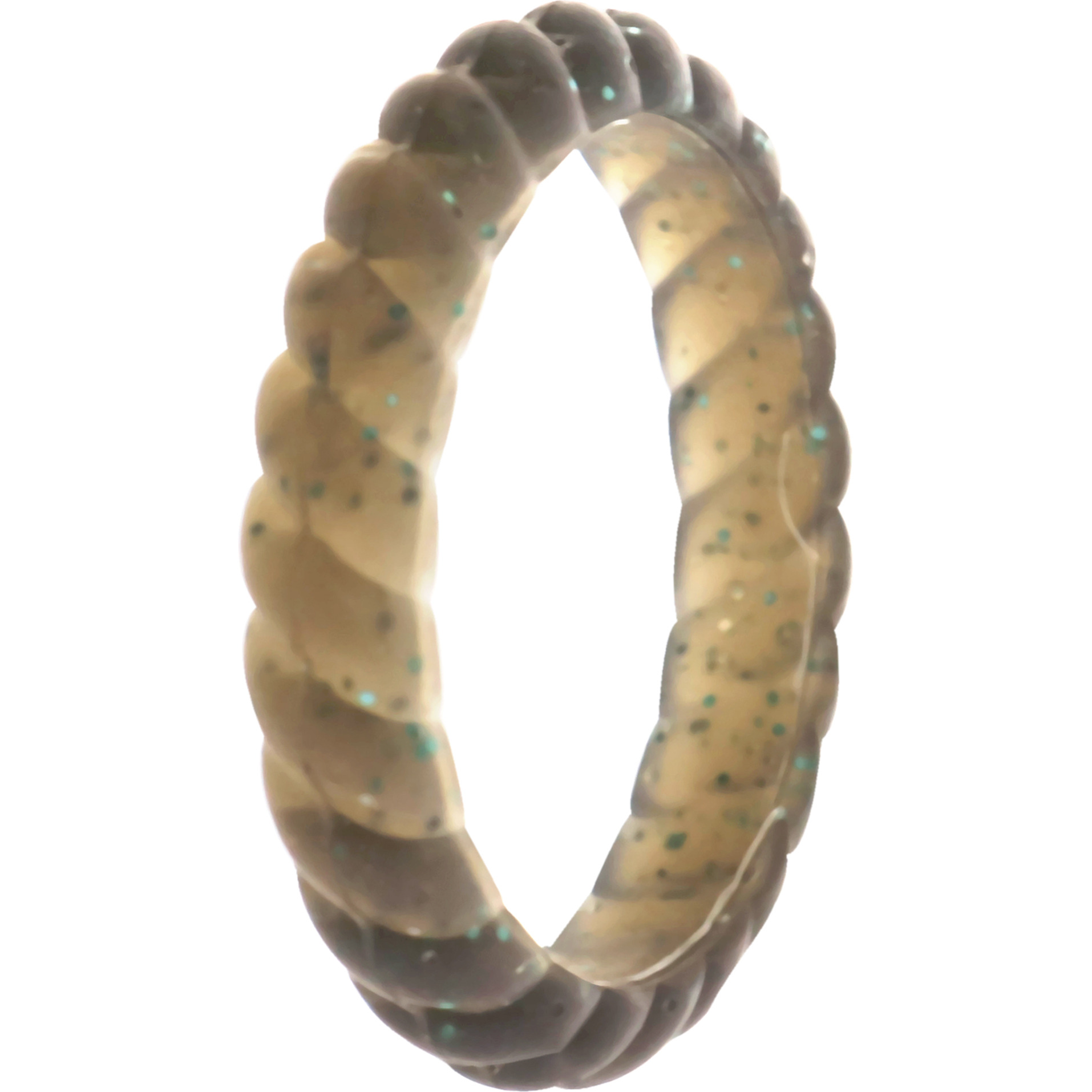 Silicone Wedding Stackble Braided Single Ring - Black-Turquoise by ROQ for Women - 4 mm Ring