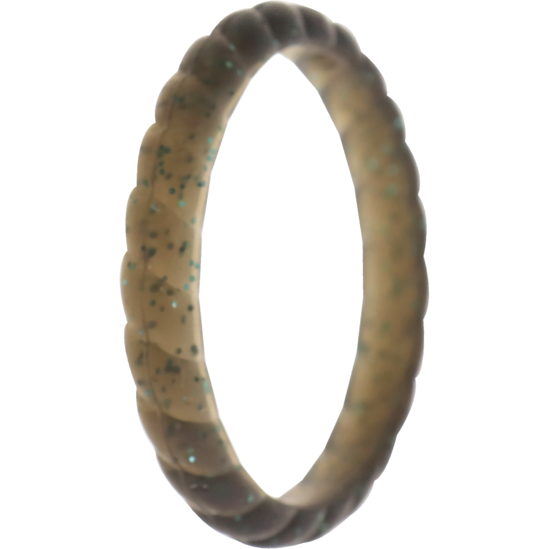 Silicone Wedding Stackble Braided Single Ring - Black-Turquoise by ROQ for Women - 10 mm Ring