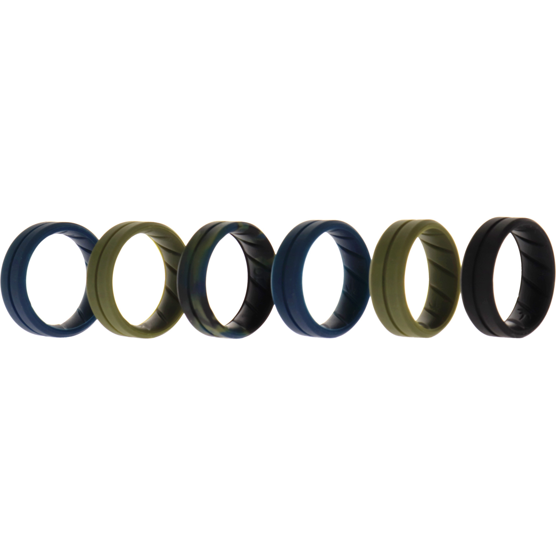 Silicone Wedding BR Middle Line Ring Set - Basic-Olive by ROQ for Men - 6 x 10 mm Ring