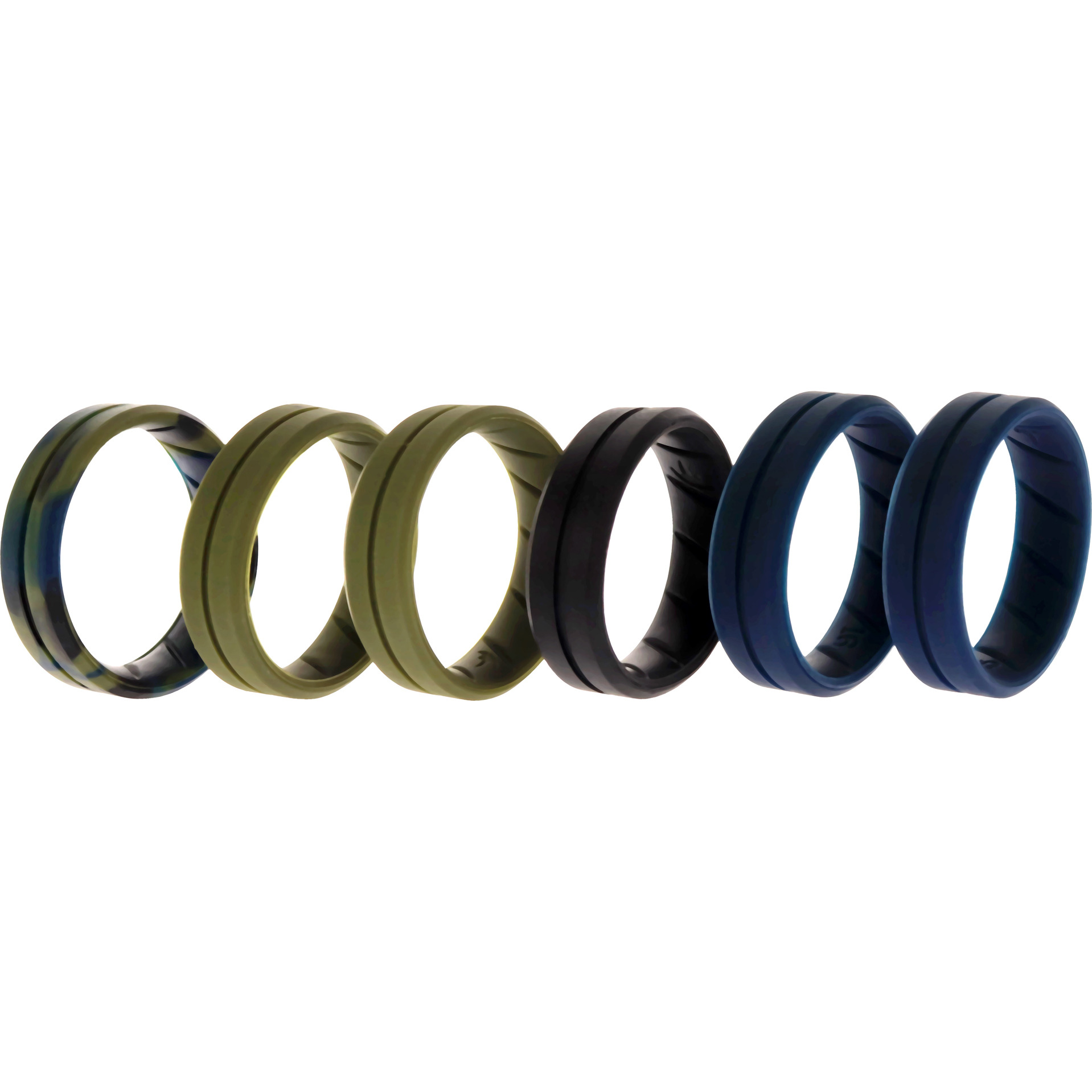 Silicone Wedding BR Middle Line Ring Set - Basic-Olive by ROQ for Men - 6 x 16 mm Ring