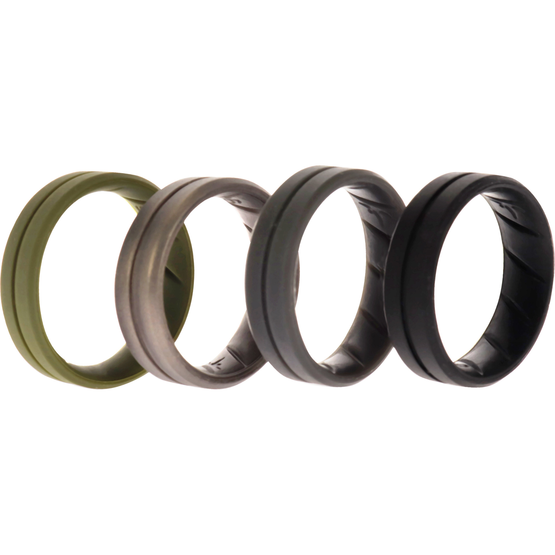 Silicone Wedding BR Middle Line Ring Set - Basic-Green by ROQ for Men - 4 x 16 mm Ring