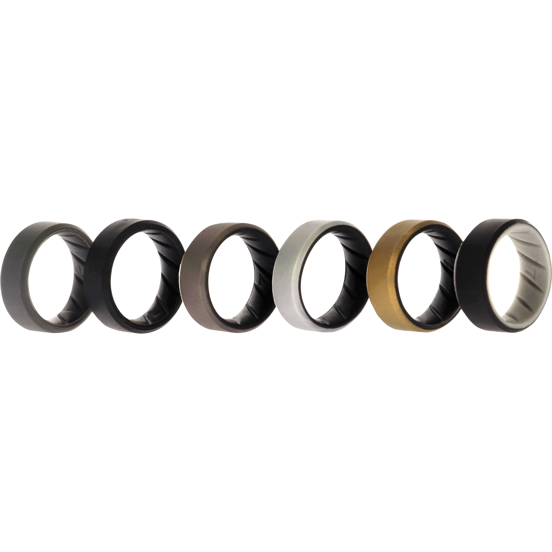 Silicone Wedding BR 8mm Edge Ring Set - Black by ROQ for Men - 6 x 7 mm Ring
