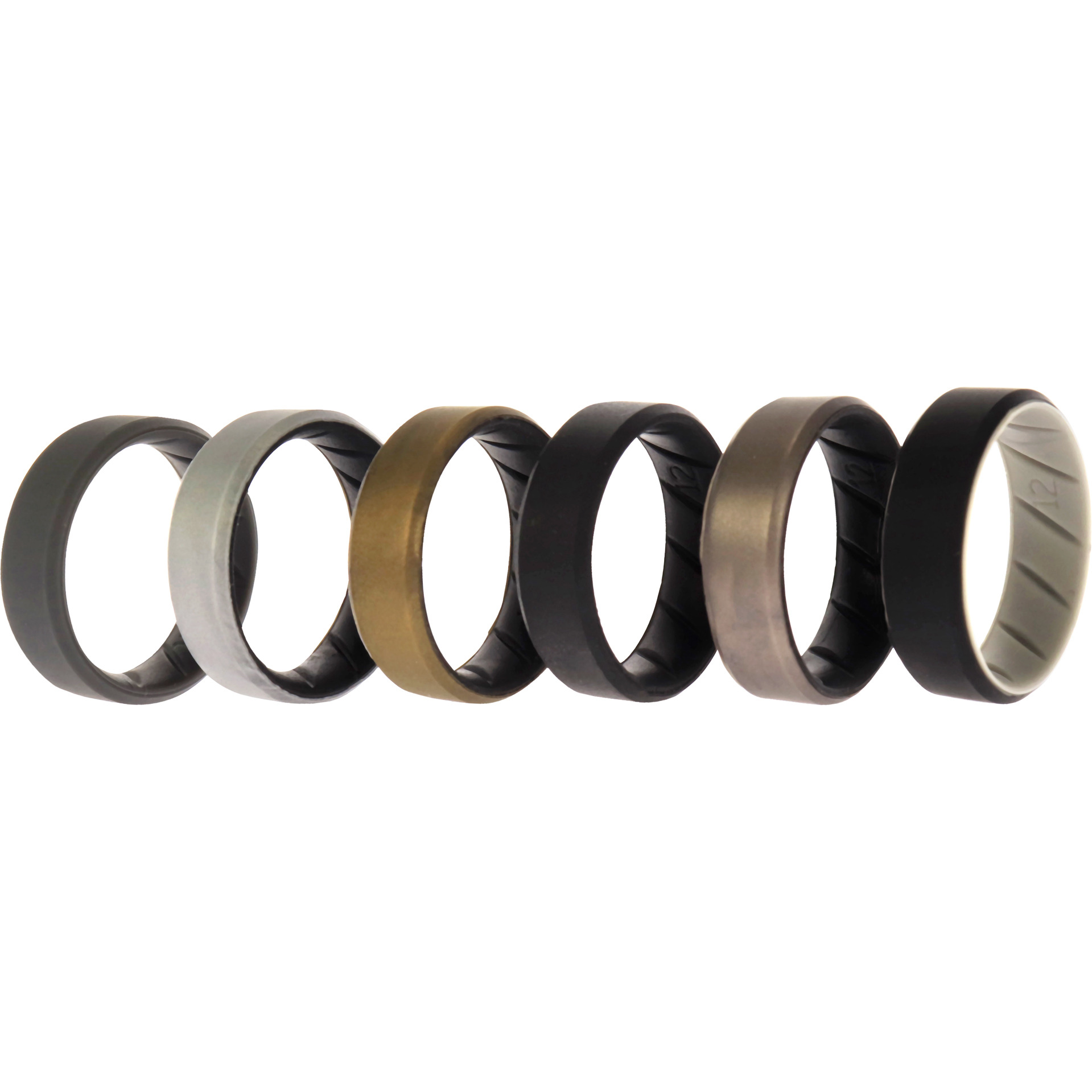 Silicone Wedding BR 8mm Edge Ring Set - Black by ROQ for Men - 6 x 12 mm Ring