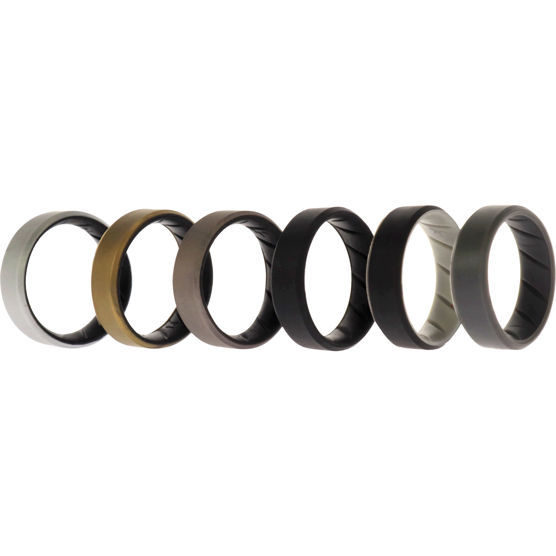 Silicone Wedding BR 8mm Edge Ring Set - Black by ROQ for Men - 6 x 14 mm Ring