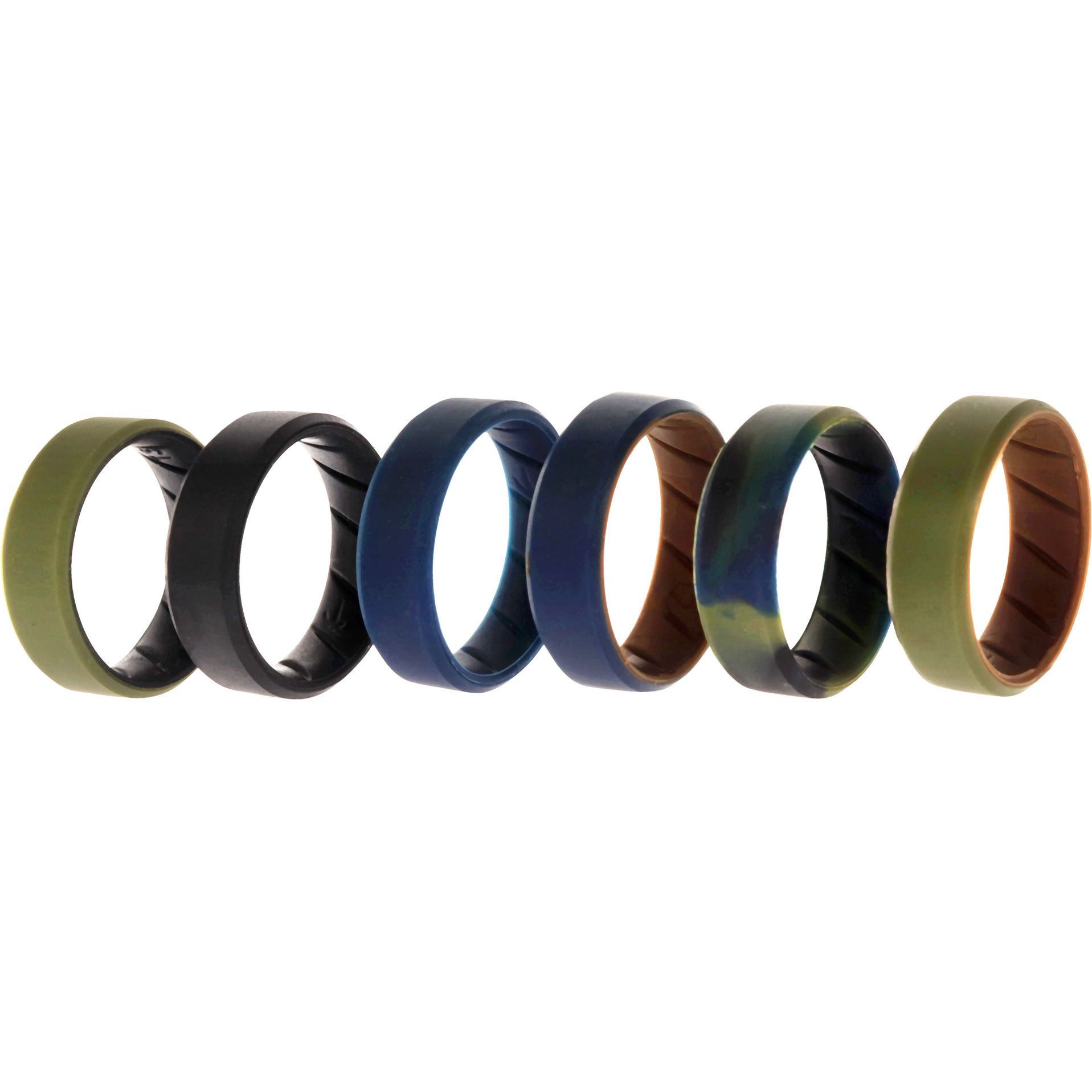 Silicone Wedding BR 8mm Edge Ring Set - Brown by ROQ for Men - 6 x 13 mm Ring