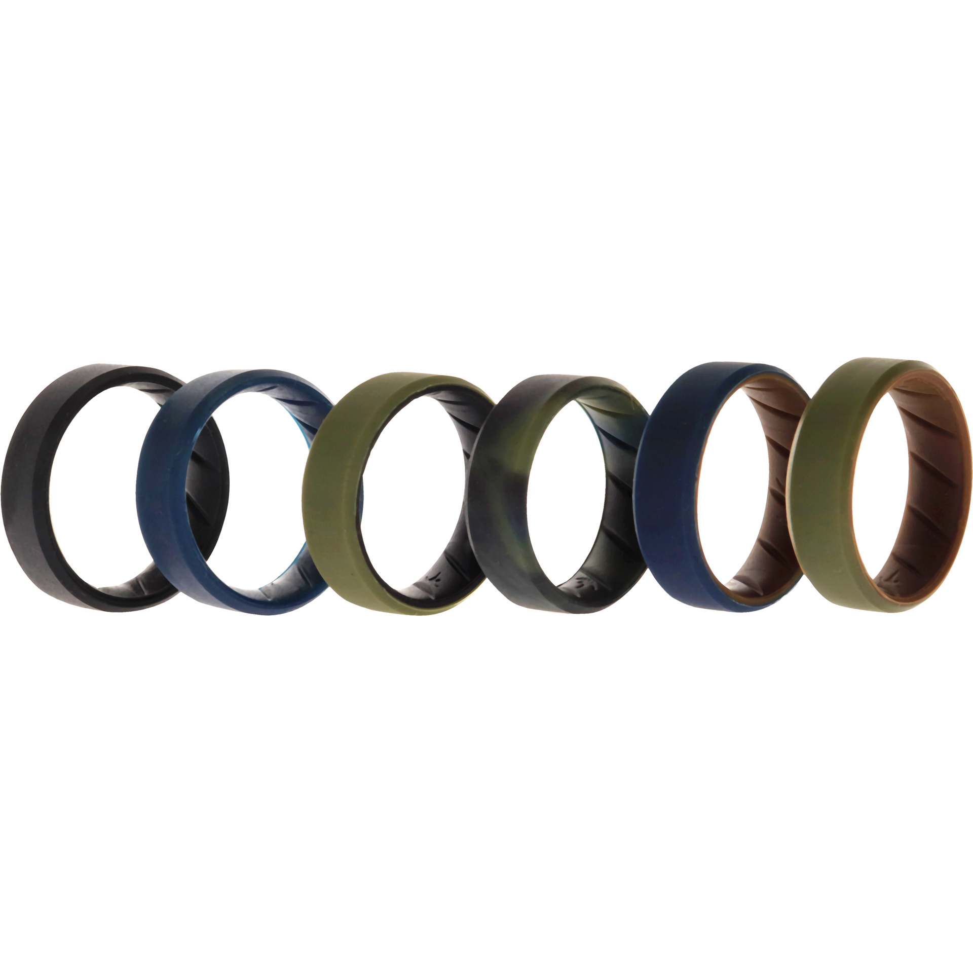 Silicone Wedding BR 8mm Edge Ring Set - Brown by ROQ for Men - 6 x 14 mm Ring