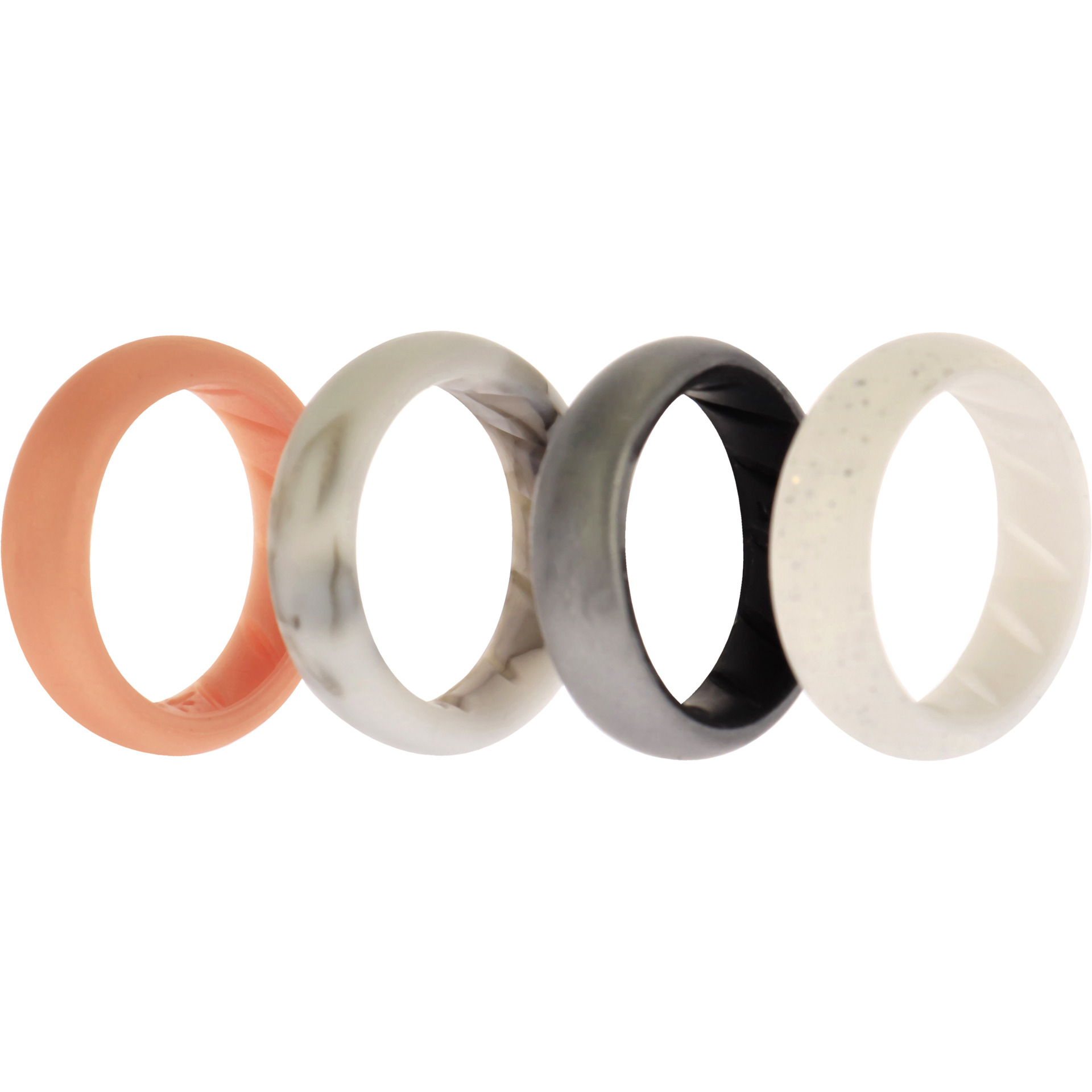 Silicone Wedding BR Solid Ring Set - Silver by ROQ for Women - 4 x 5 mm Ring
