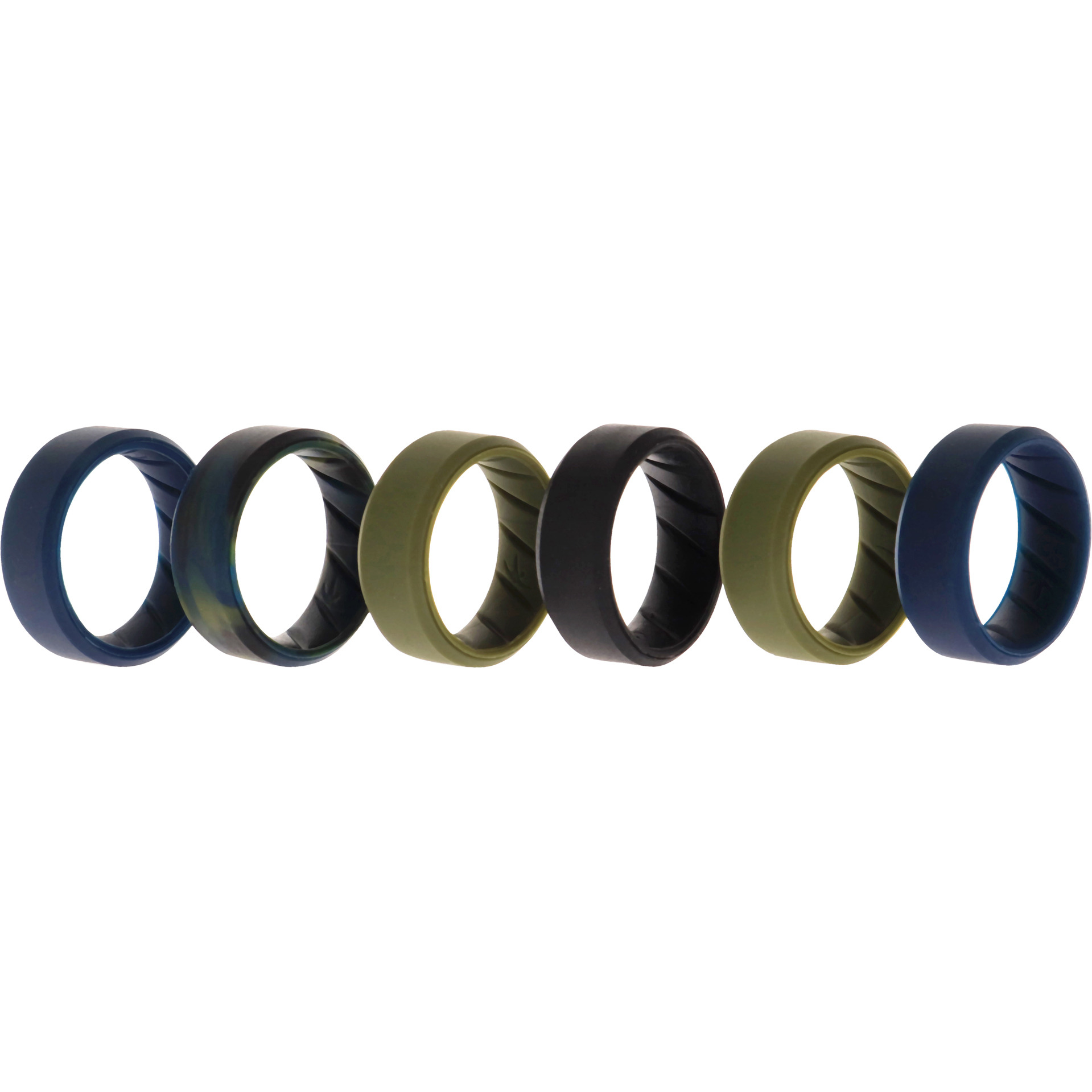 Silicone Wedding BR 8mm Ring Set - Basic-Olive by ROQ for Men - 6 x 7 mm Ring