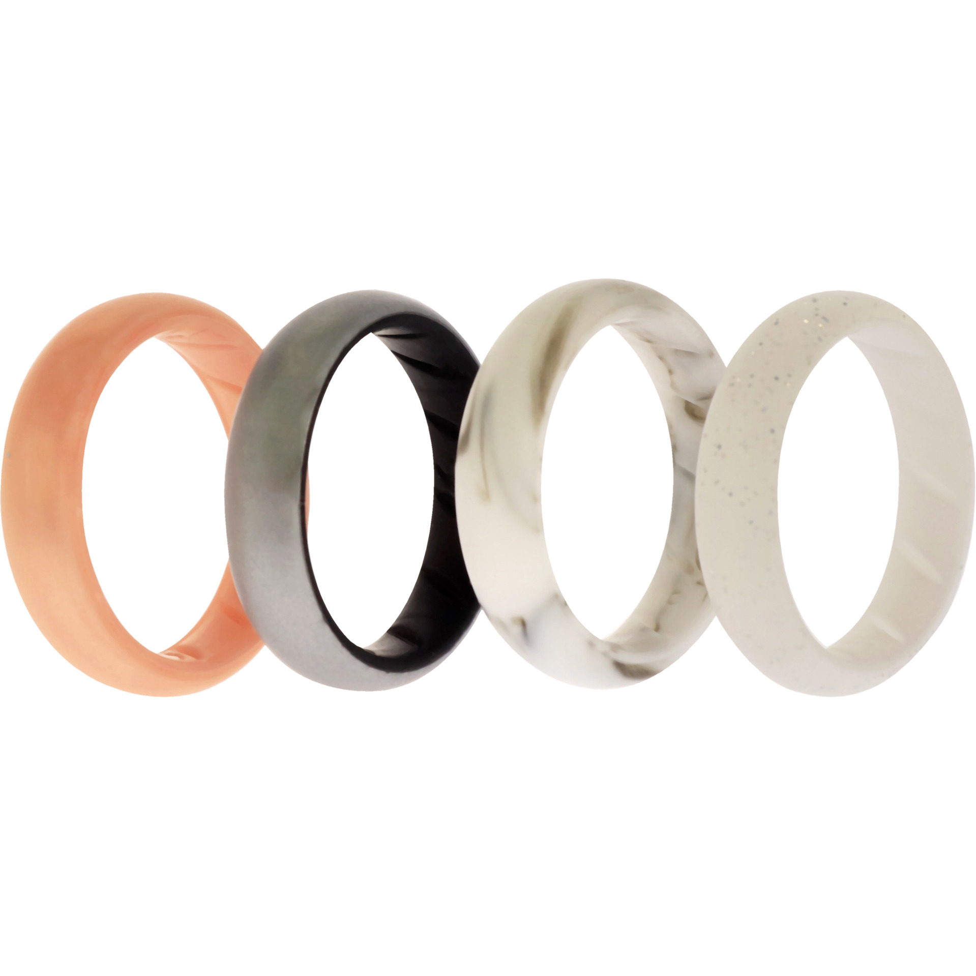 Silicone Wedding BR Solid Ring Set - Silver by ROQ for Women - 4 x 9 mm Ring