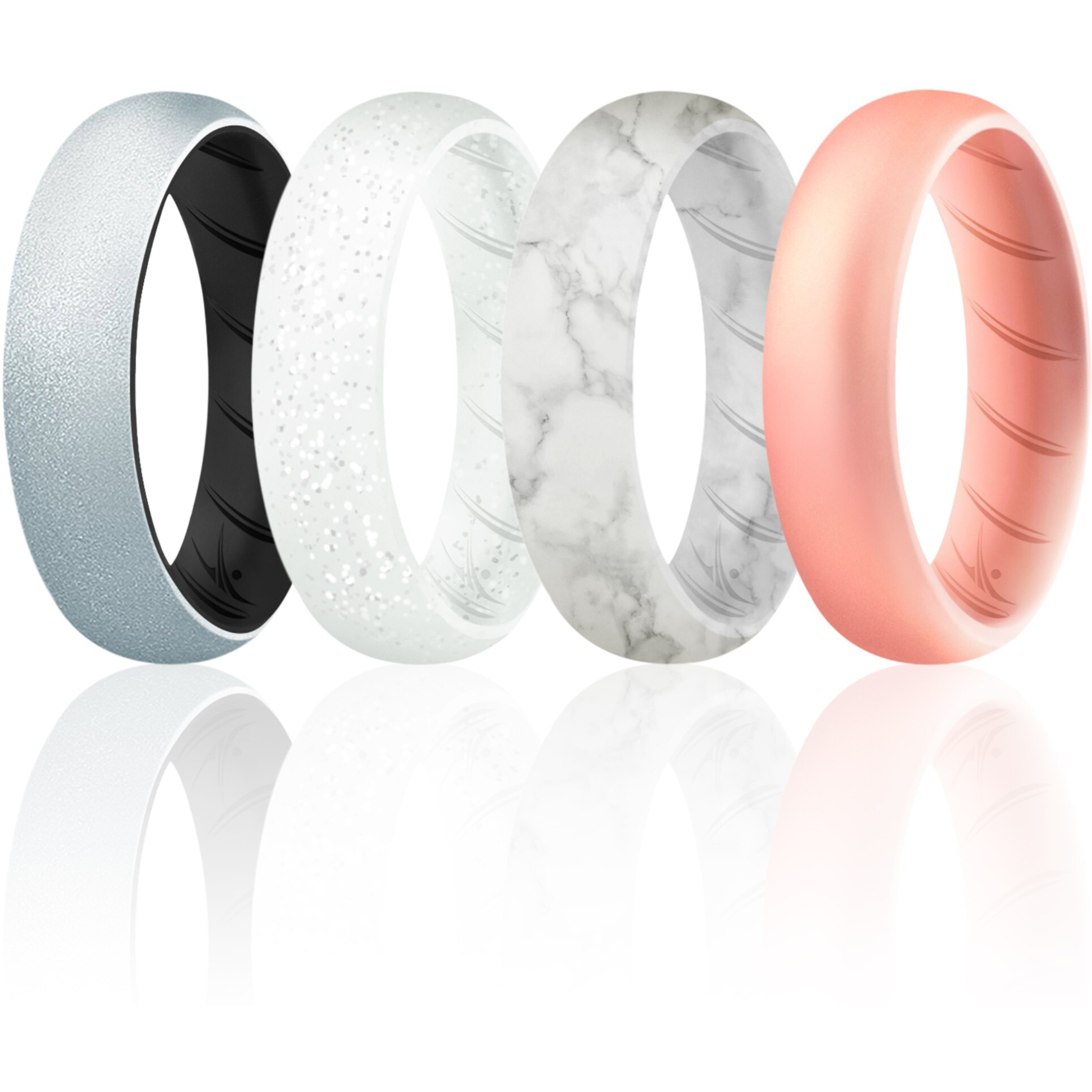Silicone Wedding BR Solid Ring Set - Silver by ROQ for Women - 4 x 10 mm Ring