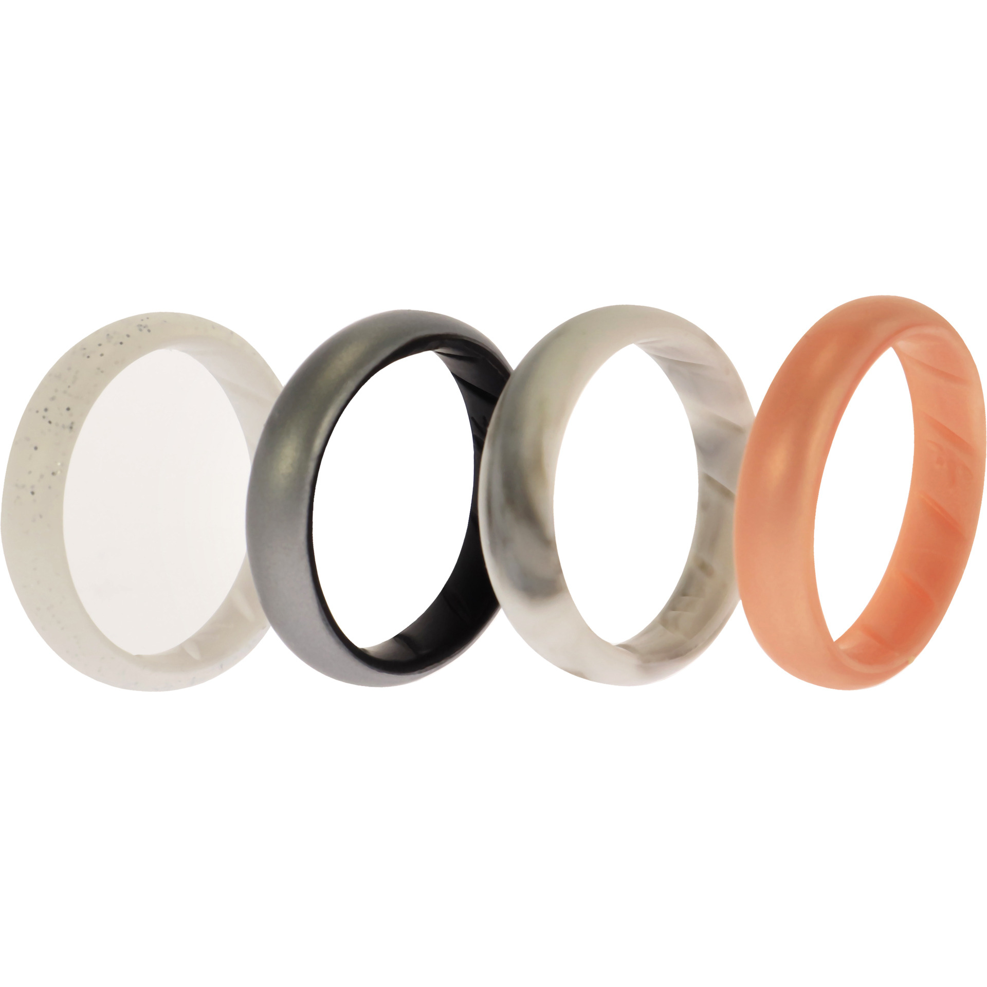 Silicone Wedding BR Solid Ring Set - Silver by ROQ for Women - 4 x 11 mm Ring