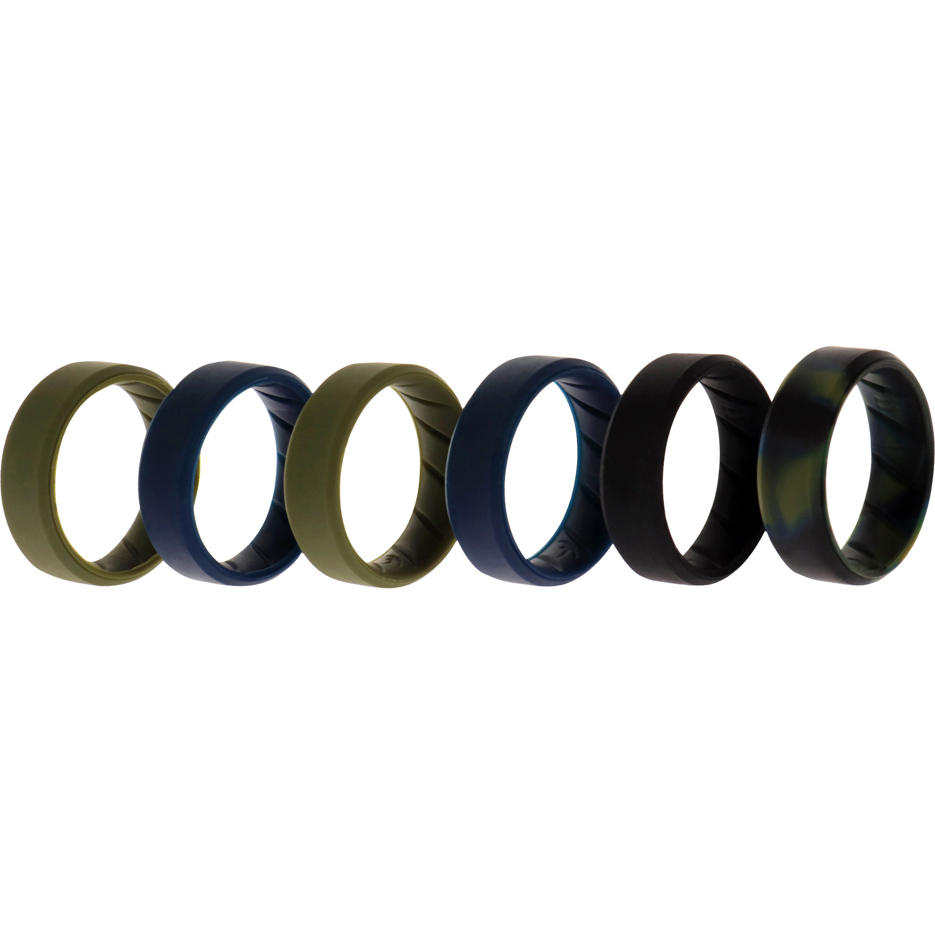 Silicone Wedding BR 8mm Ring Set - Basic-Olive by ROQ for Men - 6 x 11 mm Ring