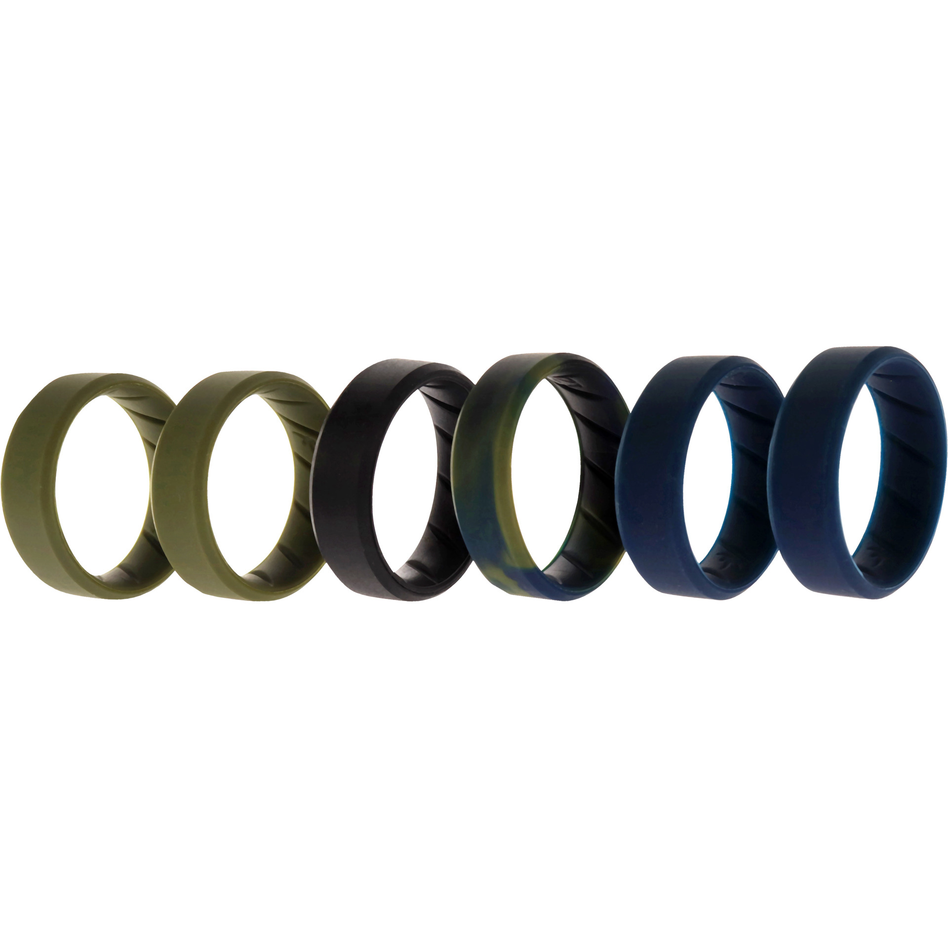 Silicone Wedding BR 8mm Ring Set - Basic-Olive by ROQ for Men - 6 x 12 mm Ring
