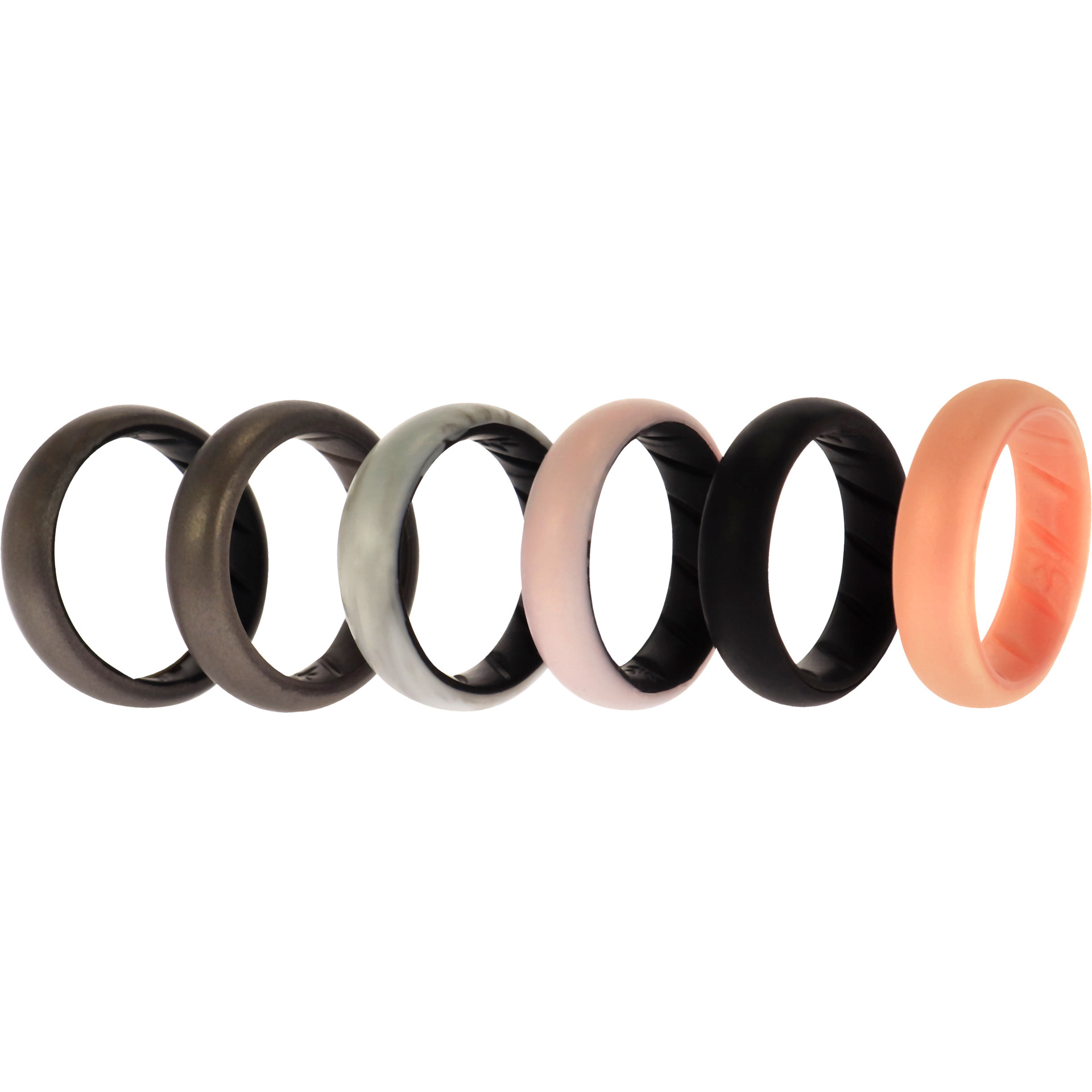 Silicone Wedding BR Solid Ring Set - Marble by ROQ for Women - 6 x 6 mm Ring