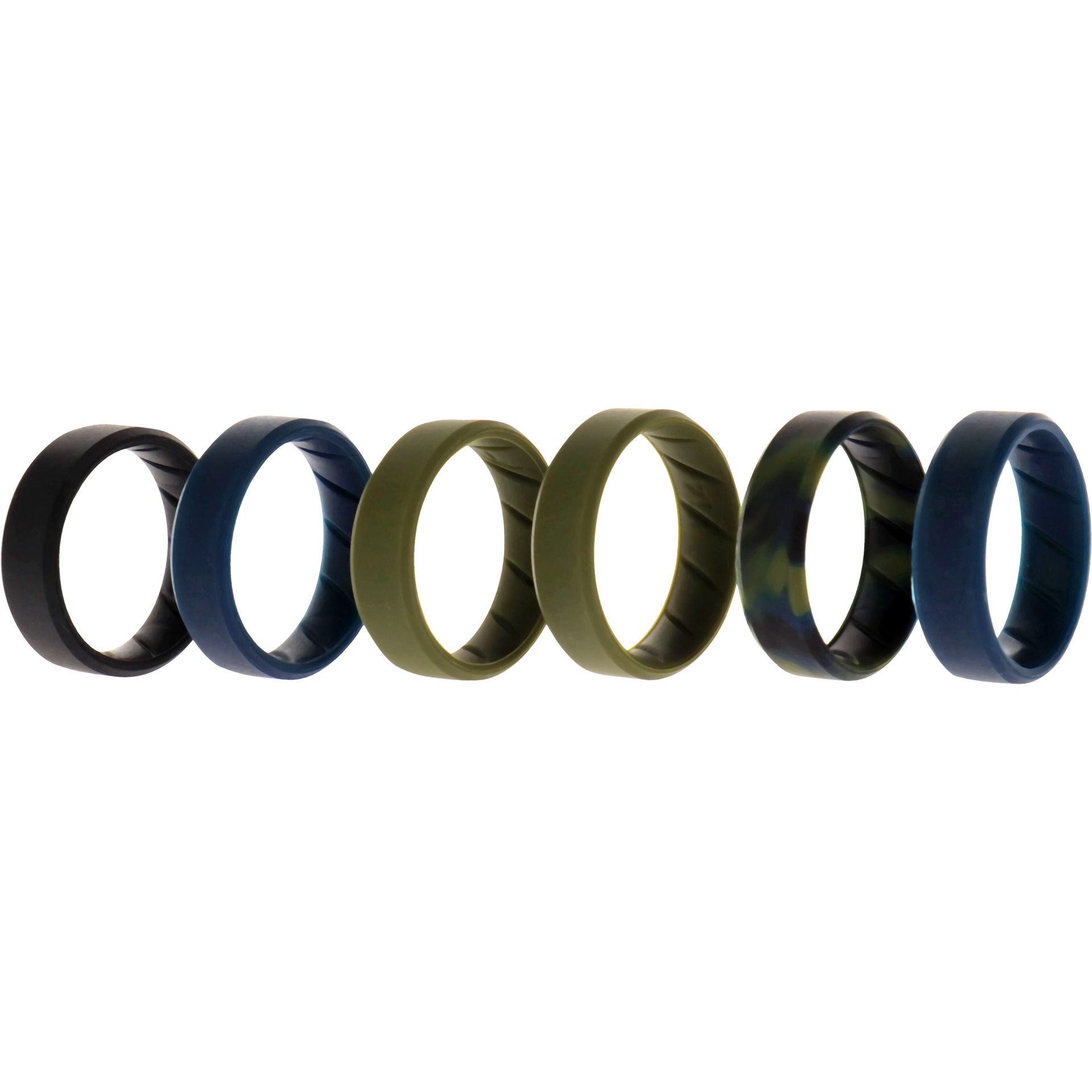 Silicone Wedding BR 8mm Ring Set - Basic-Olive by ROQ for Men - 6 x 14 mm Ring