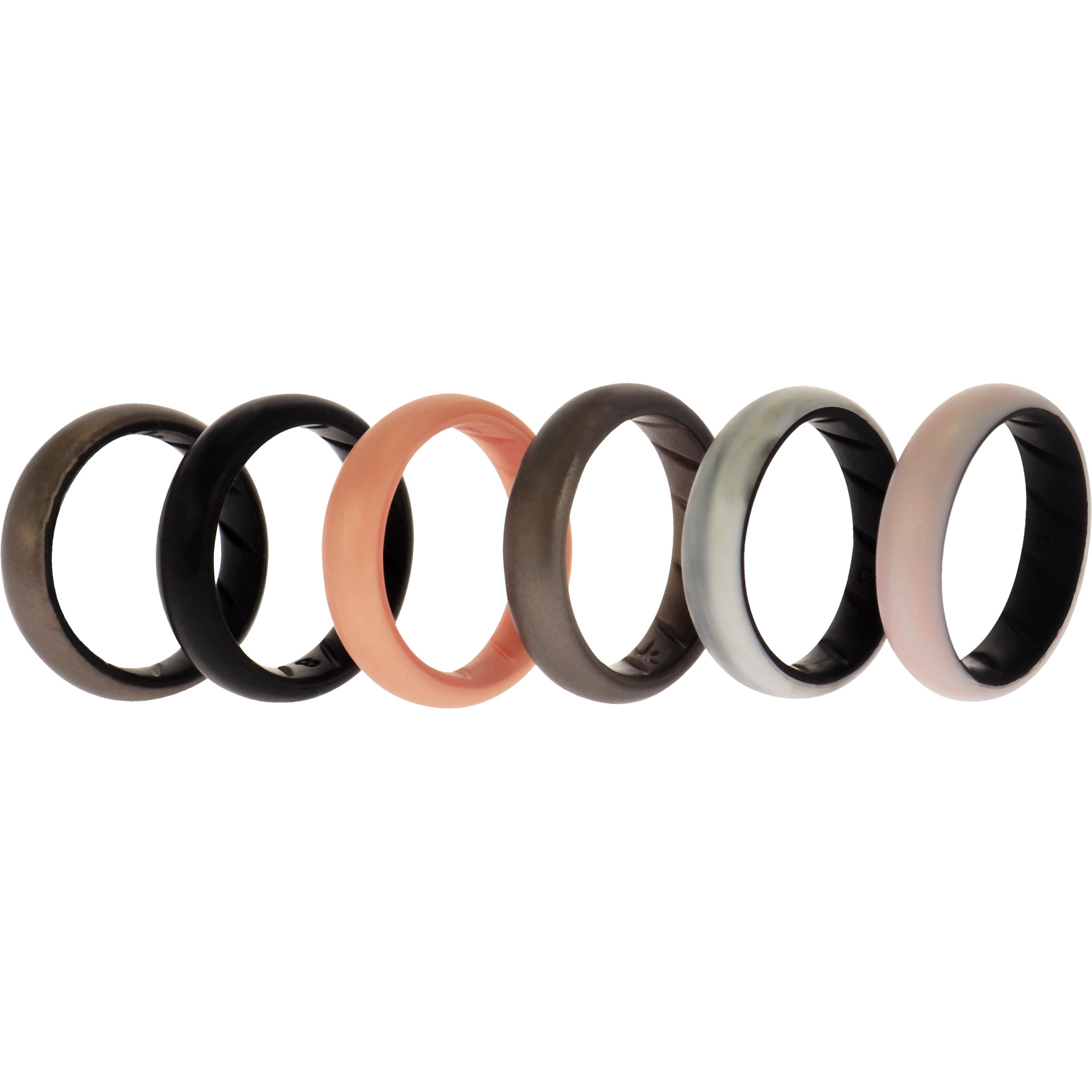 Silicone Wedding BR Solid Ring Set - Marble by ROQ for Women - 6 x 8 mm Ring