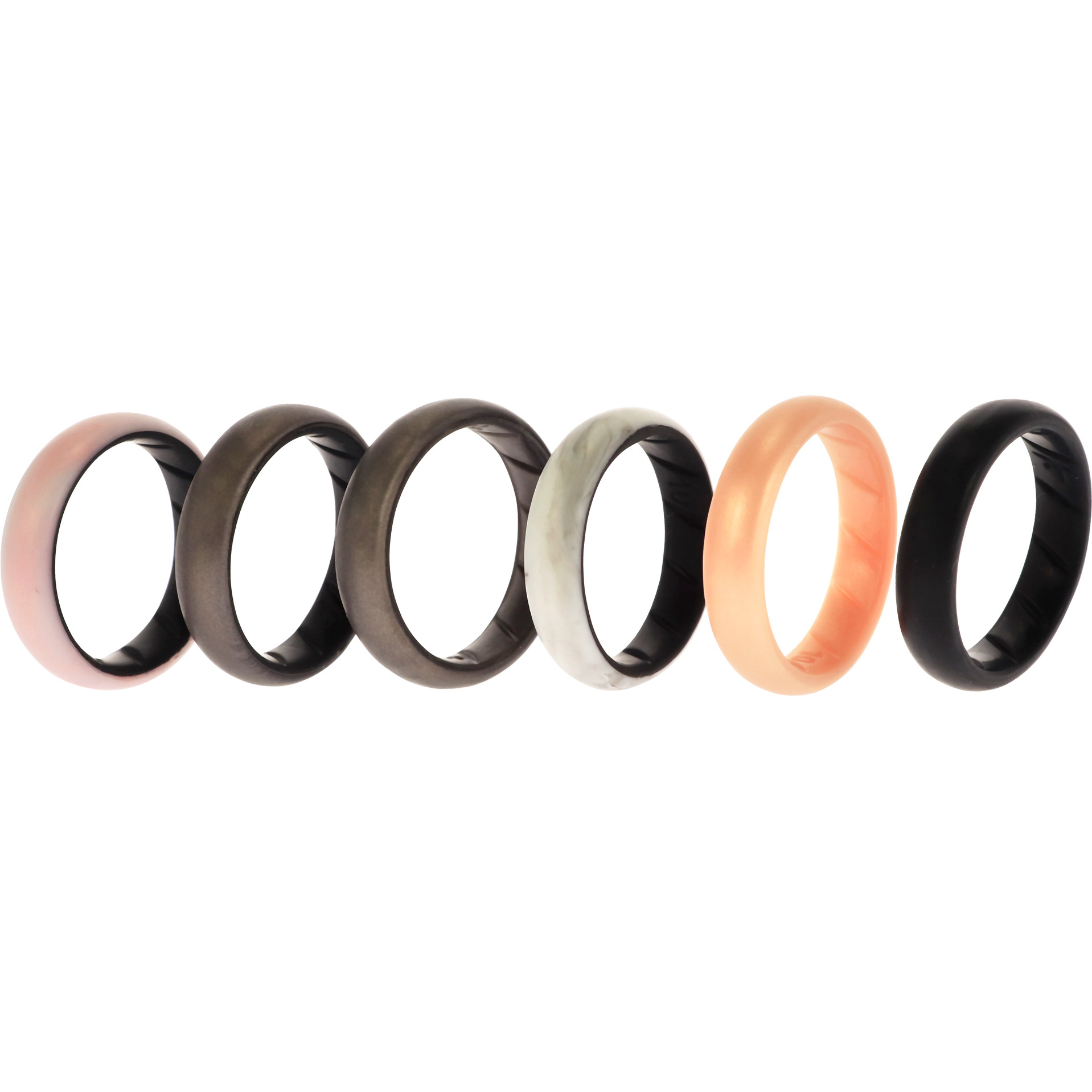 Silicone Wedding BR Solid Ring Set - Marble by ROQ for Women - 6 x 10 mm Ring