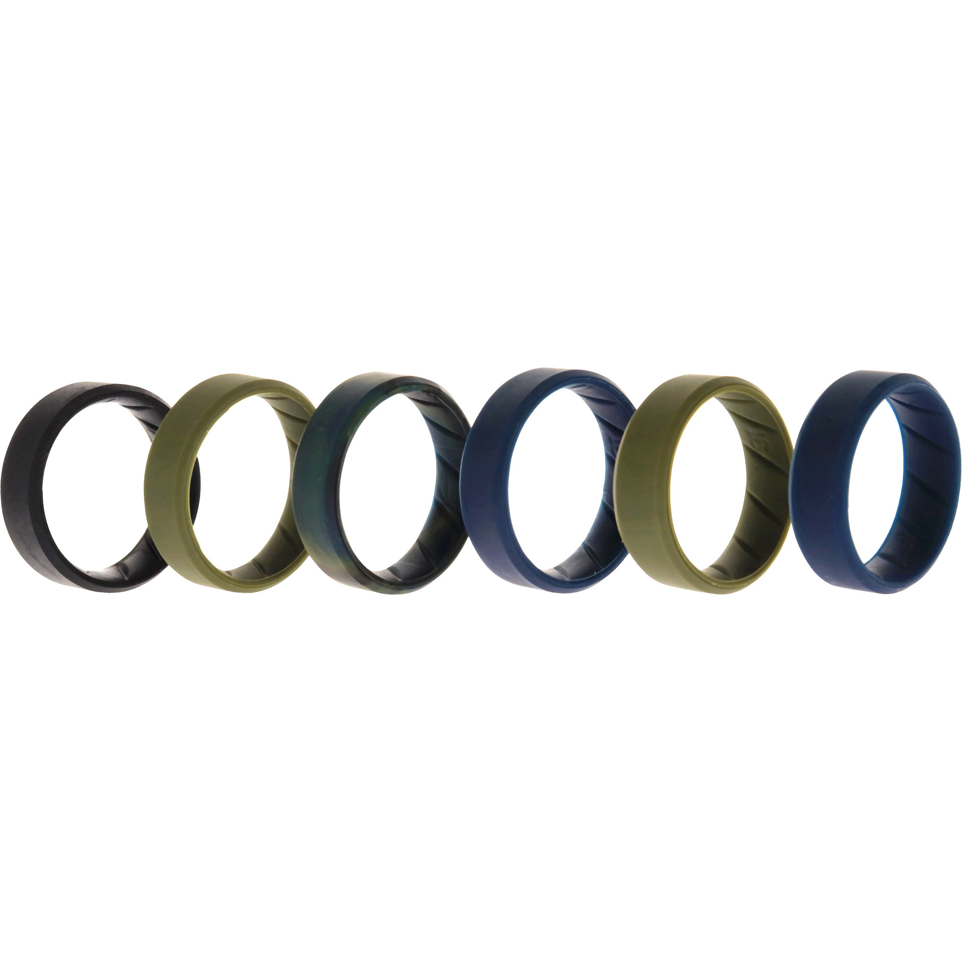 Silicone Wedding BR 8mm Ring Set - Basic-Olive by ROQ for Men - 6 x 16 mm Ring