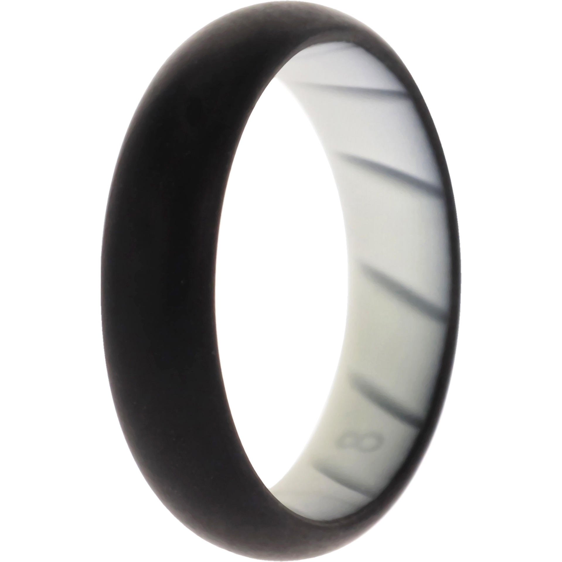 Silicone Wedding BR Solid Ring - White-Black by ROQ for Women - 8 mm Ring