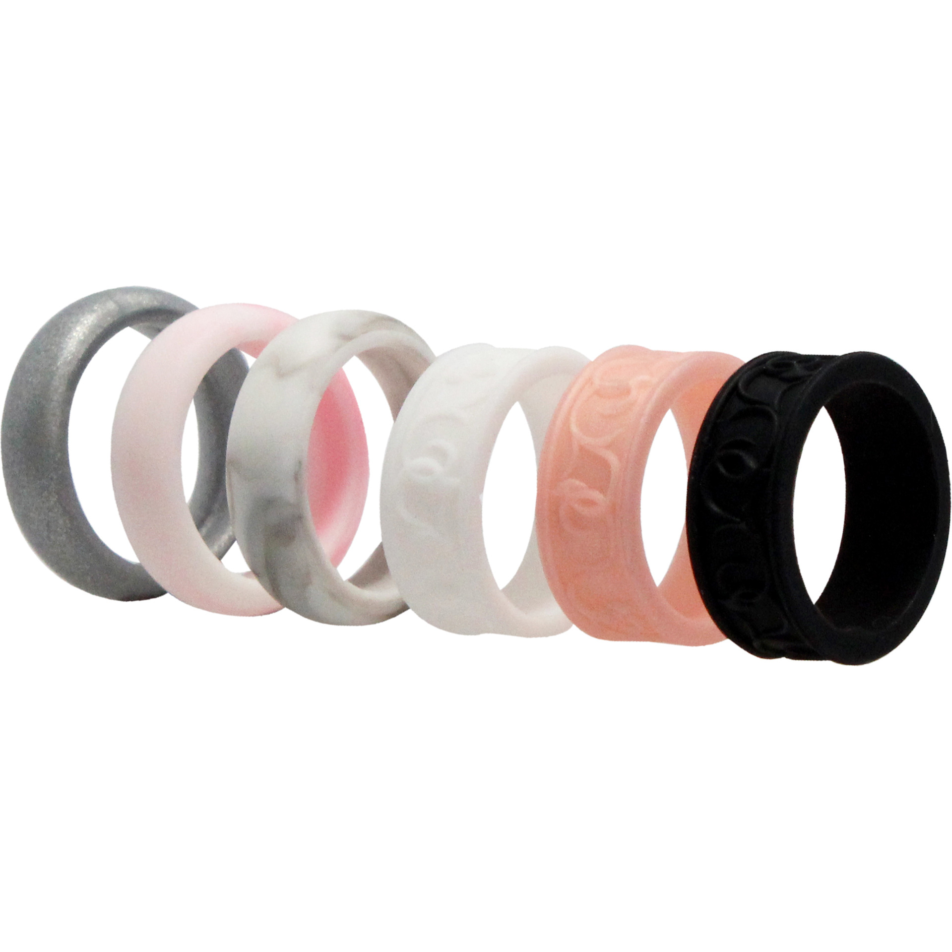 Silicone Wedding Flower Ring Set - Marble by ROQ for Women - 6 x 4 mm Ring