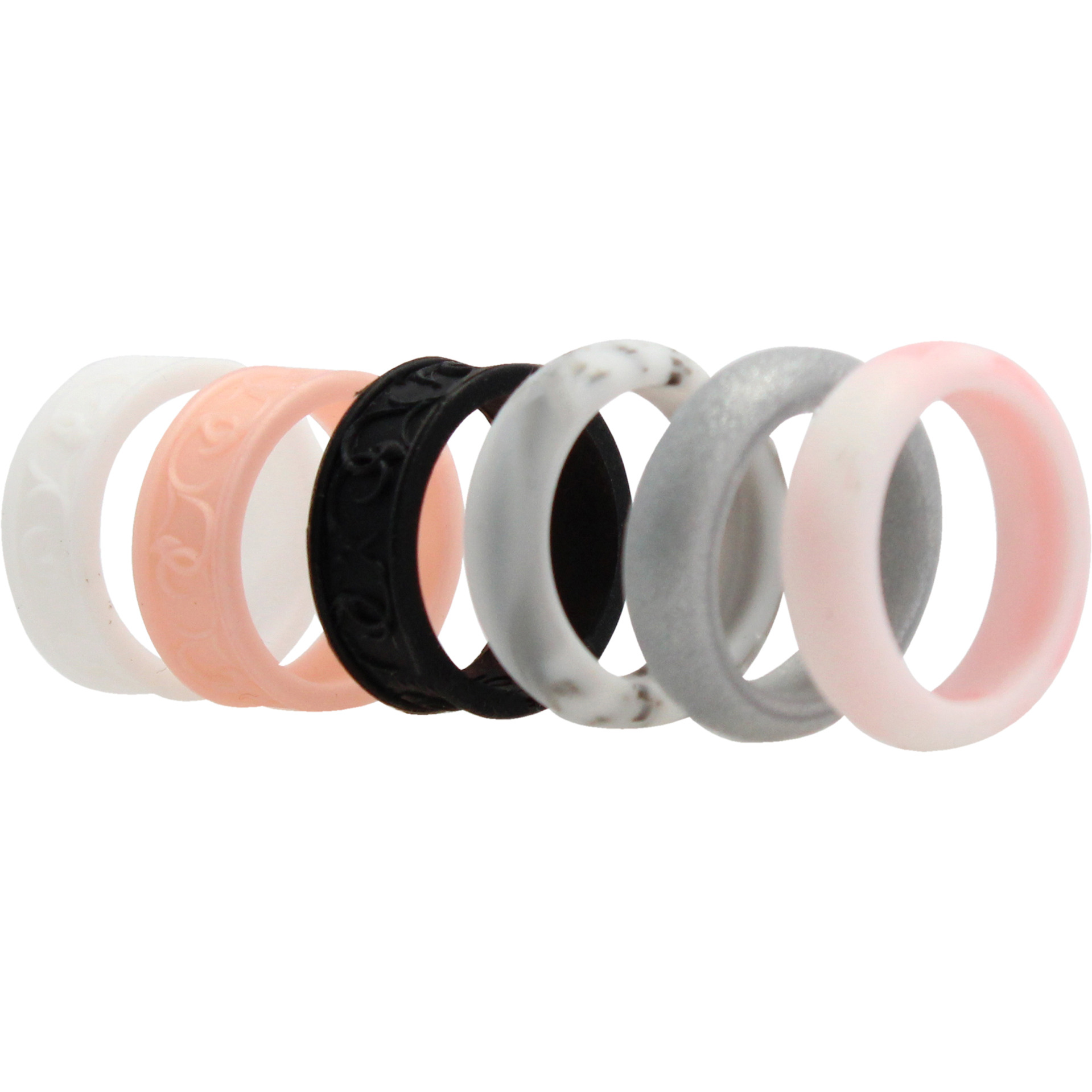 Silicone Wedding Flower Ring Set - Marble by ROQ for Women - 6 x 5 mm Ring